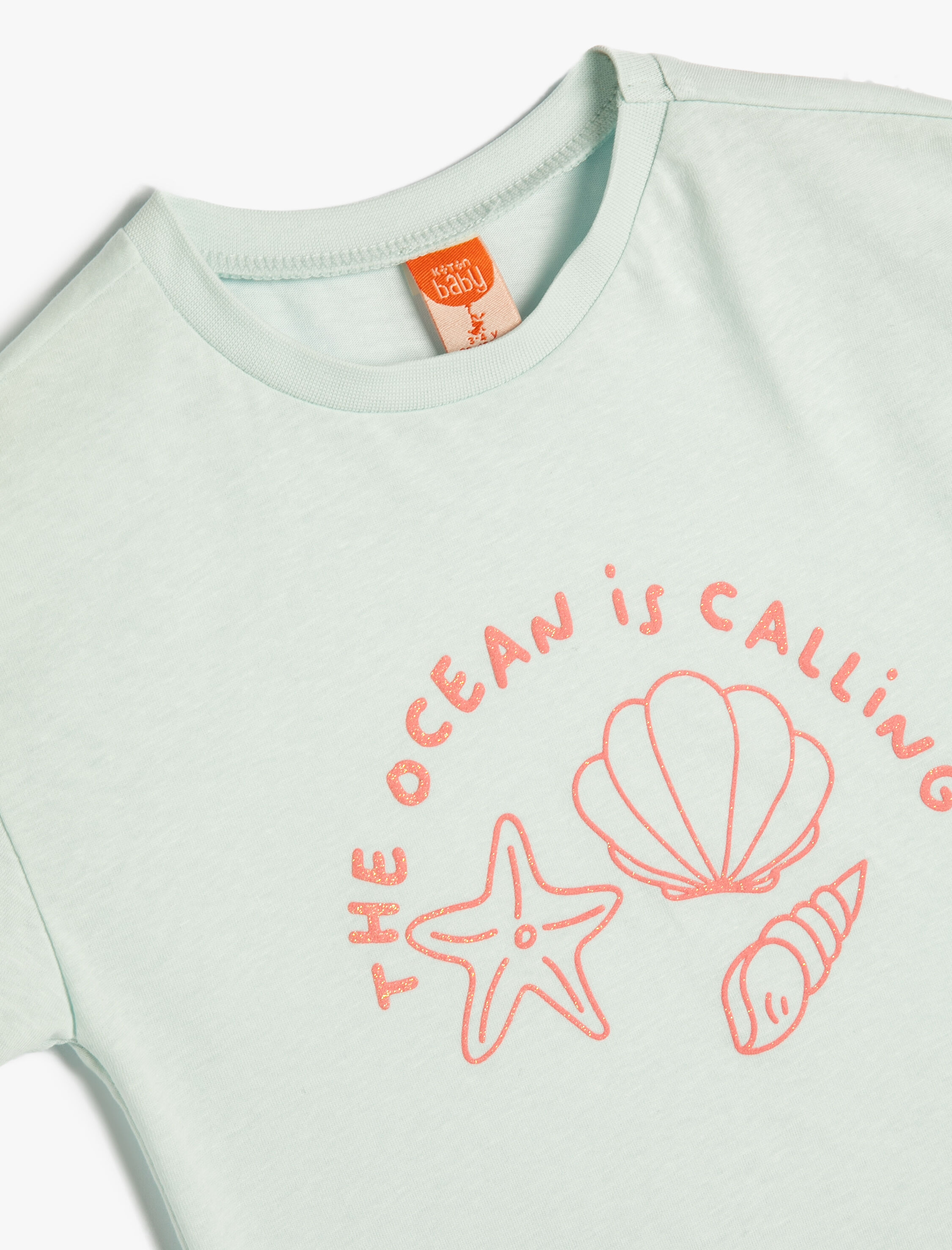  Kız Bebek Tişört Marin Temalı Baskılı Kısa Kollu Bisiklet Yaka