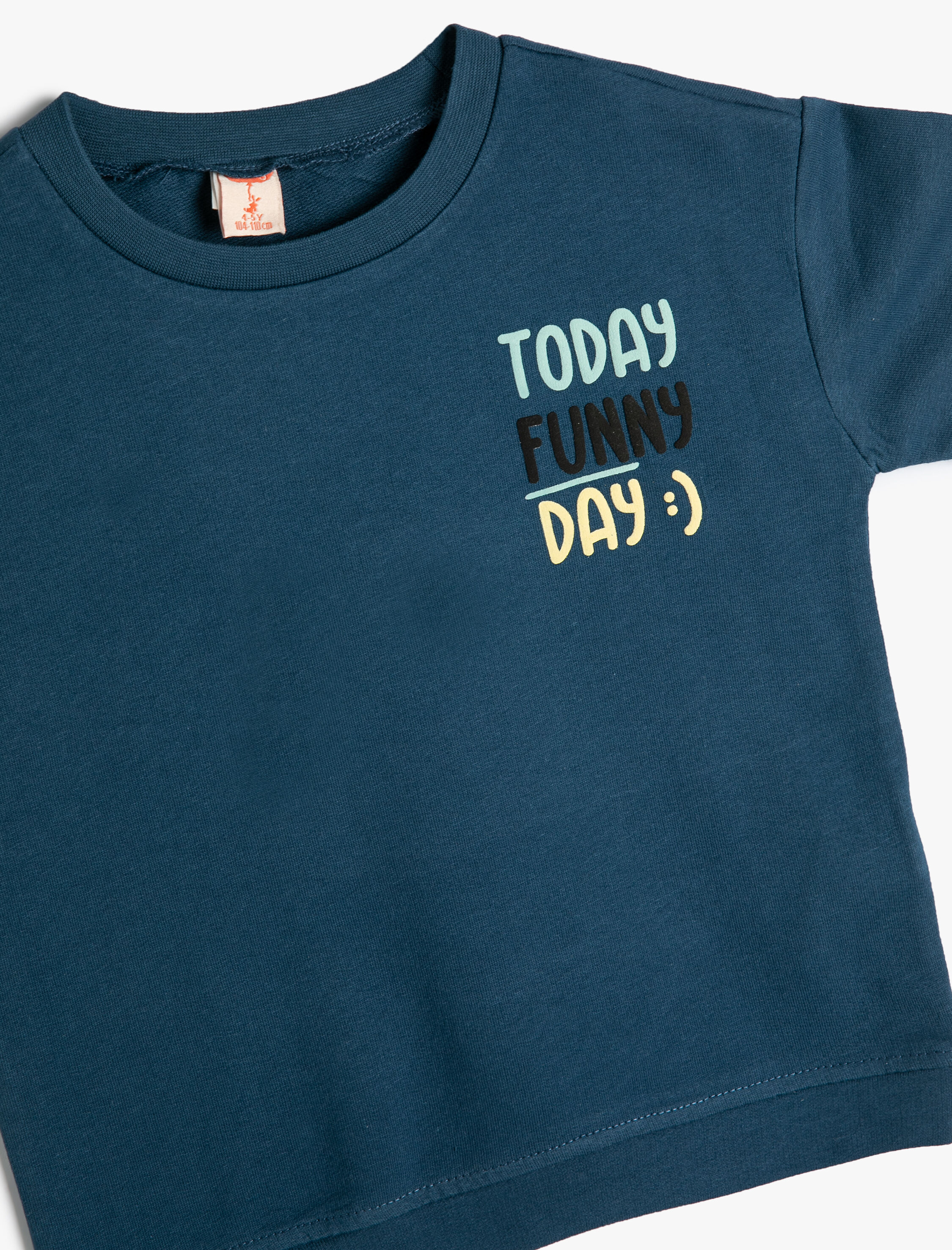  Erkek Bebek Slogan Baskılı Tişört Kısa Kollu Bisiklet Yaka Pamuklu