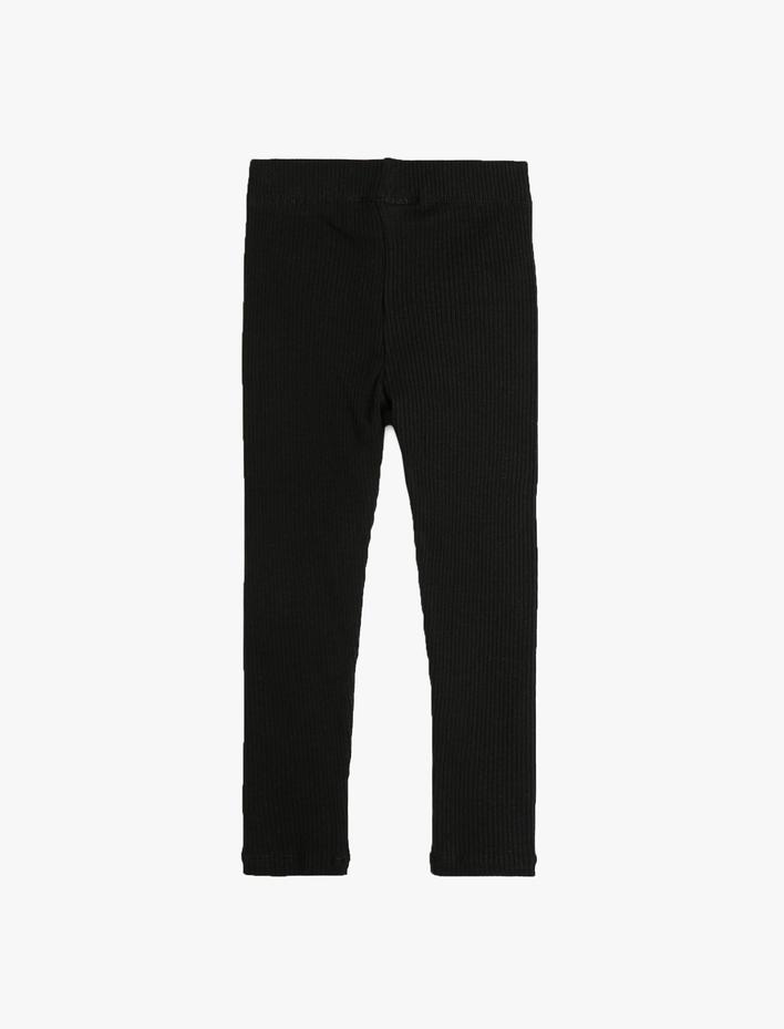 Kız Çocuk Fitilli Tayt Pamuklu Standart Bel Dar Kalıp