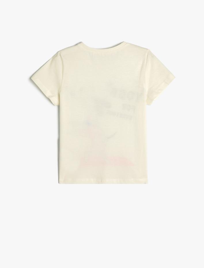 Kız Çocuk Tişört Yoga Temalı Köpek Baskılı Kısa Kollu Bisiklet Yaka Pamuklu