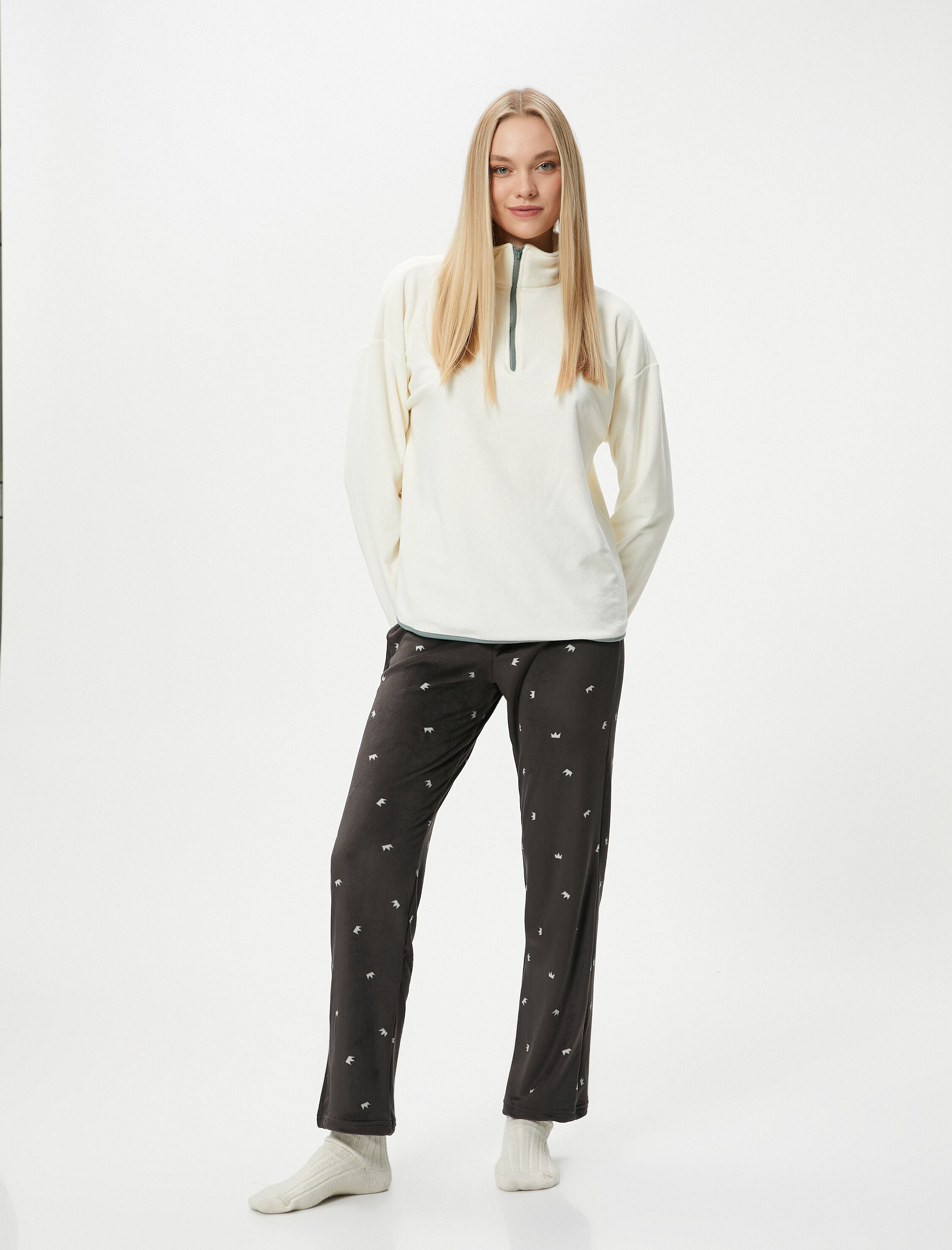   Polar Pijama Altı Beli Bağcıklı