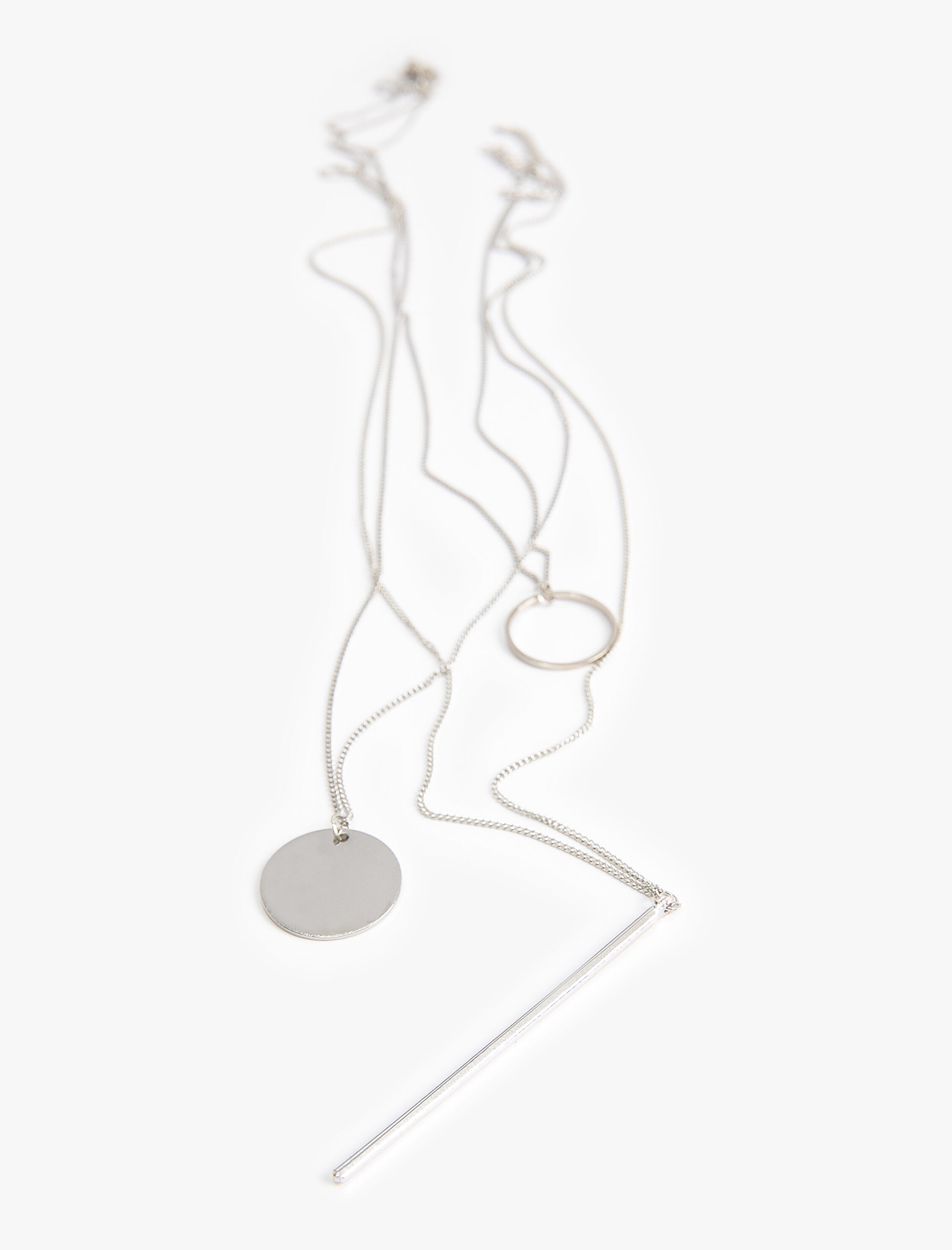  Kadın Katlı Zincir Kolye Plaka Charm Detaylı