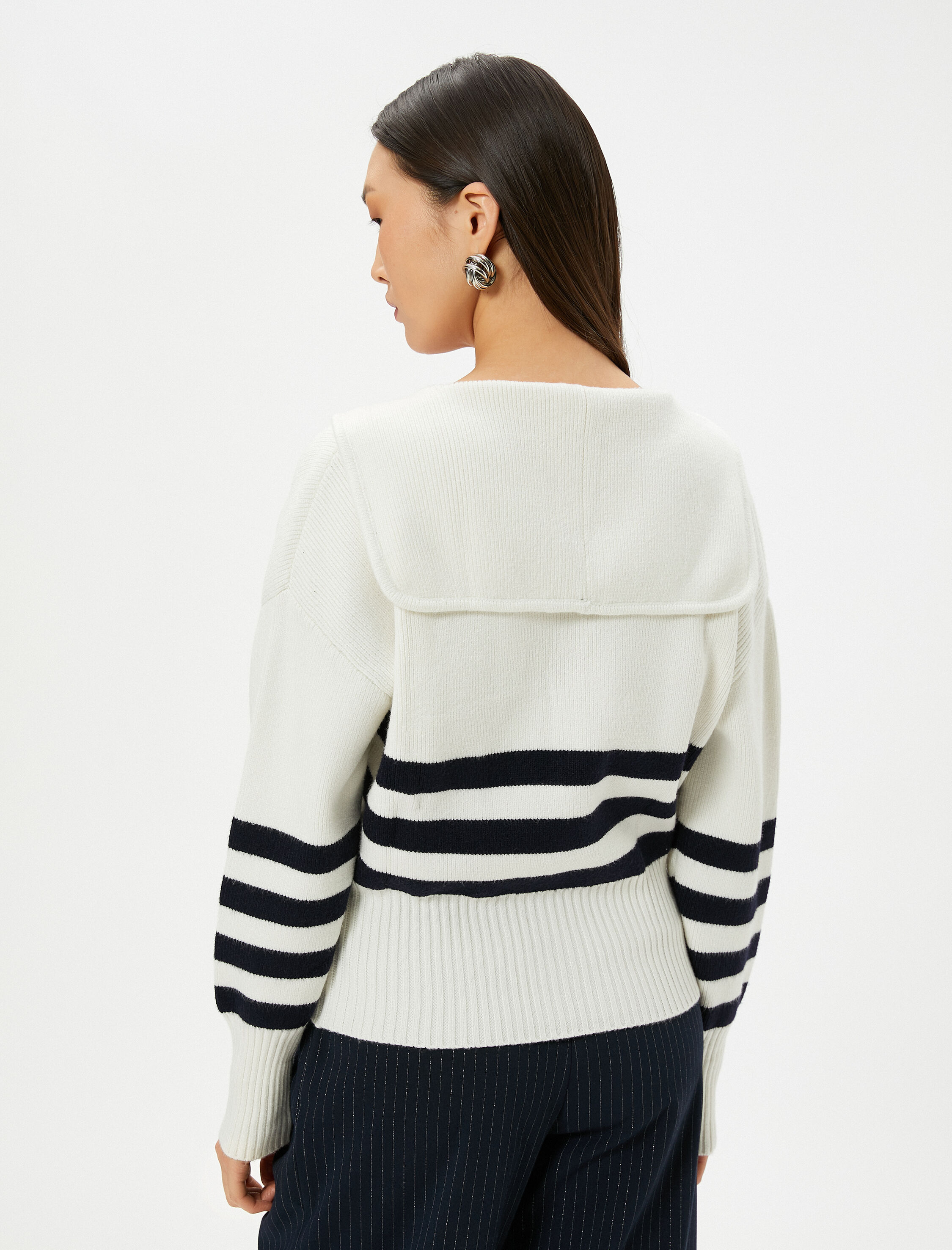   Fermuarlı Hırka Geniş Yaka Ribanalı