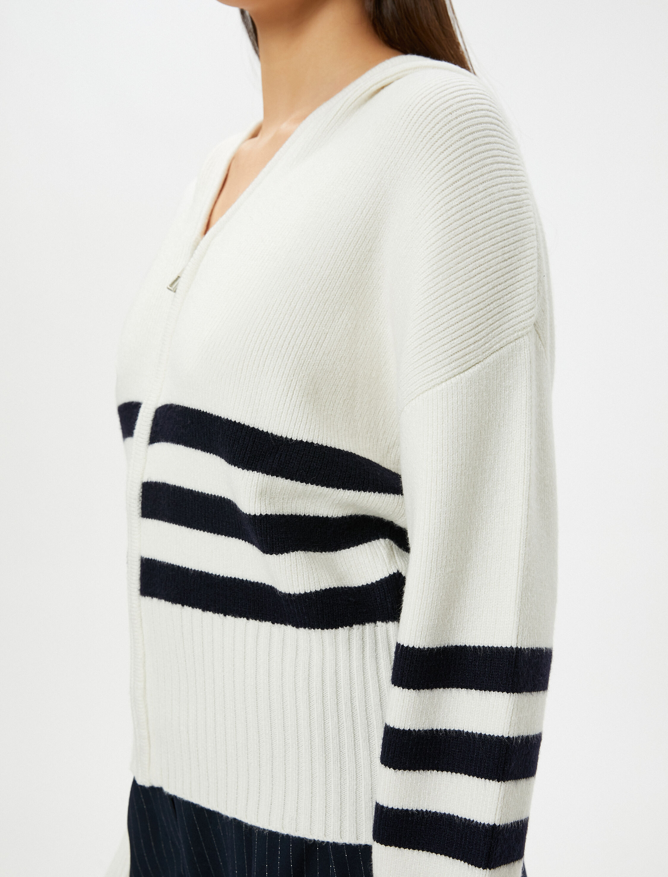   Fermuarlı Hırka Geniş Yaka Ribanalı