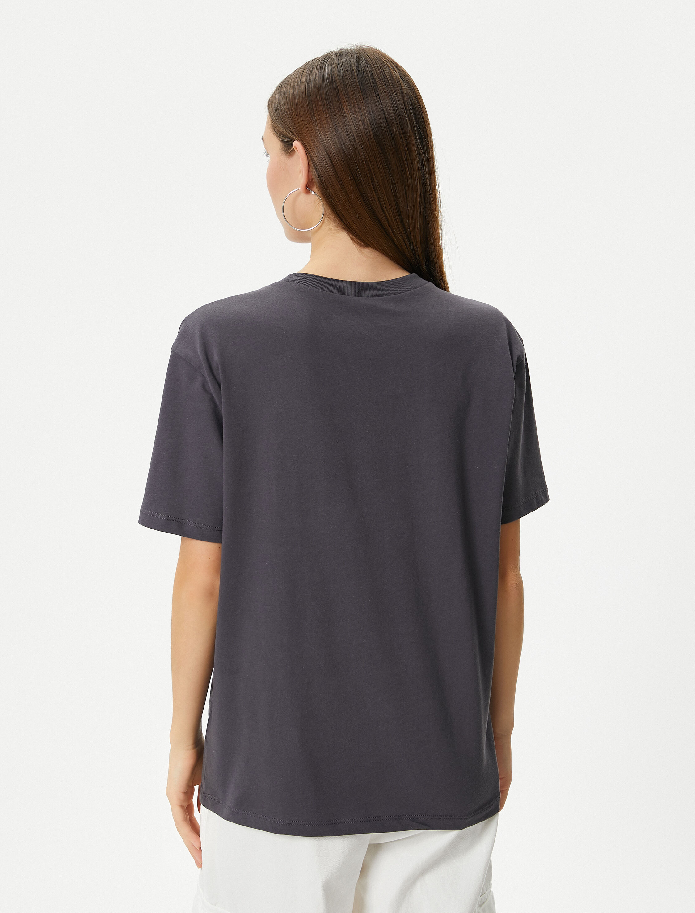   İskelet Baskılı Tişört Kısa Kollu Bisiklet Yaka Pamuklu