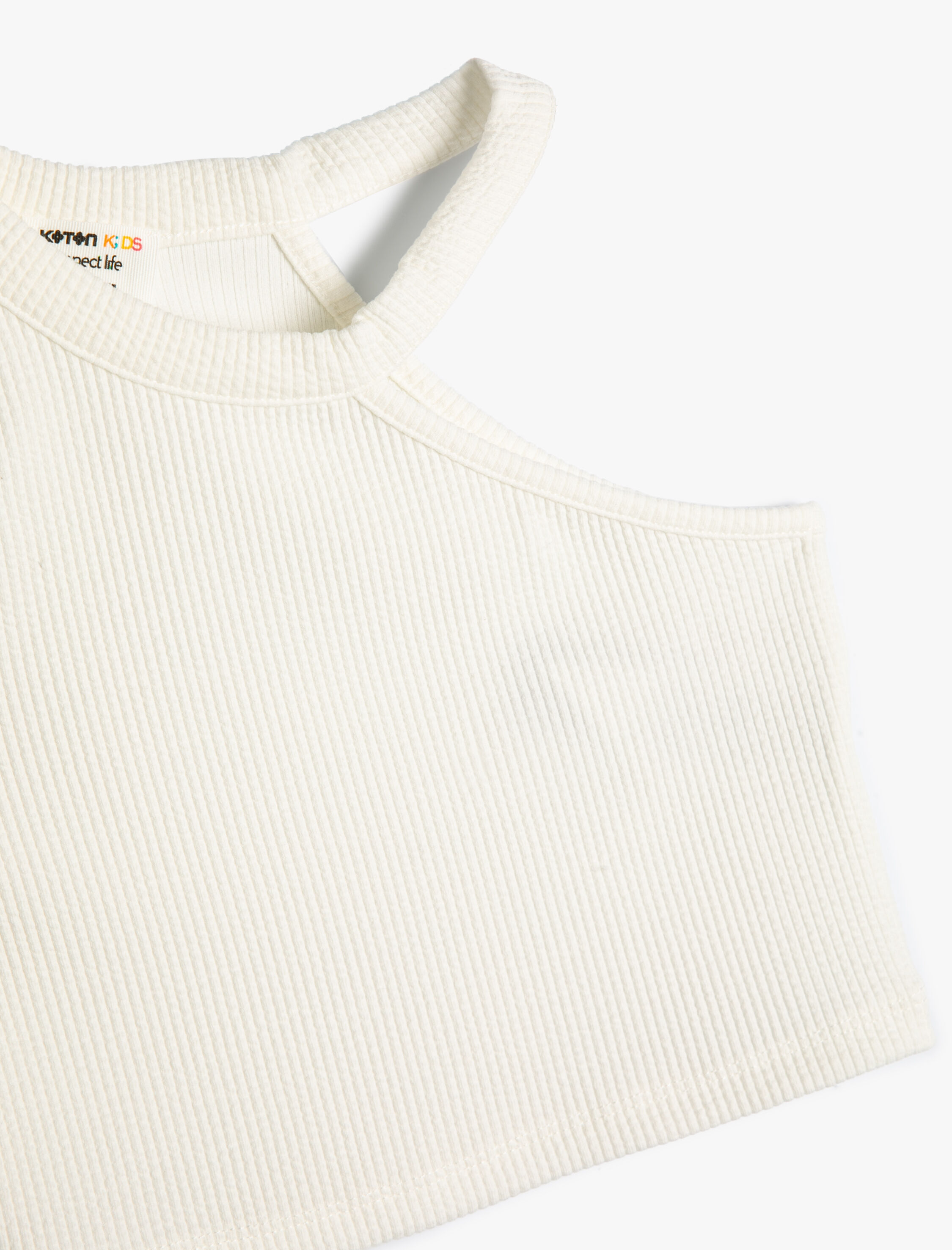 Kız Çocuk Crop Atlet Tek Omuz Yuvarlak Yaka Ribanalı