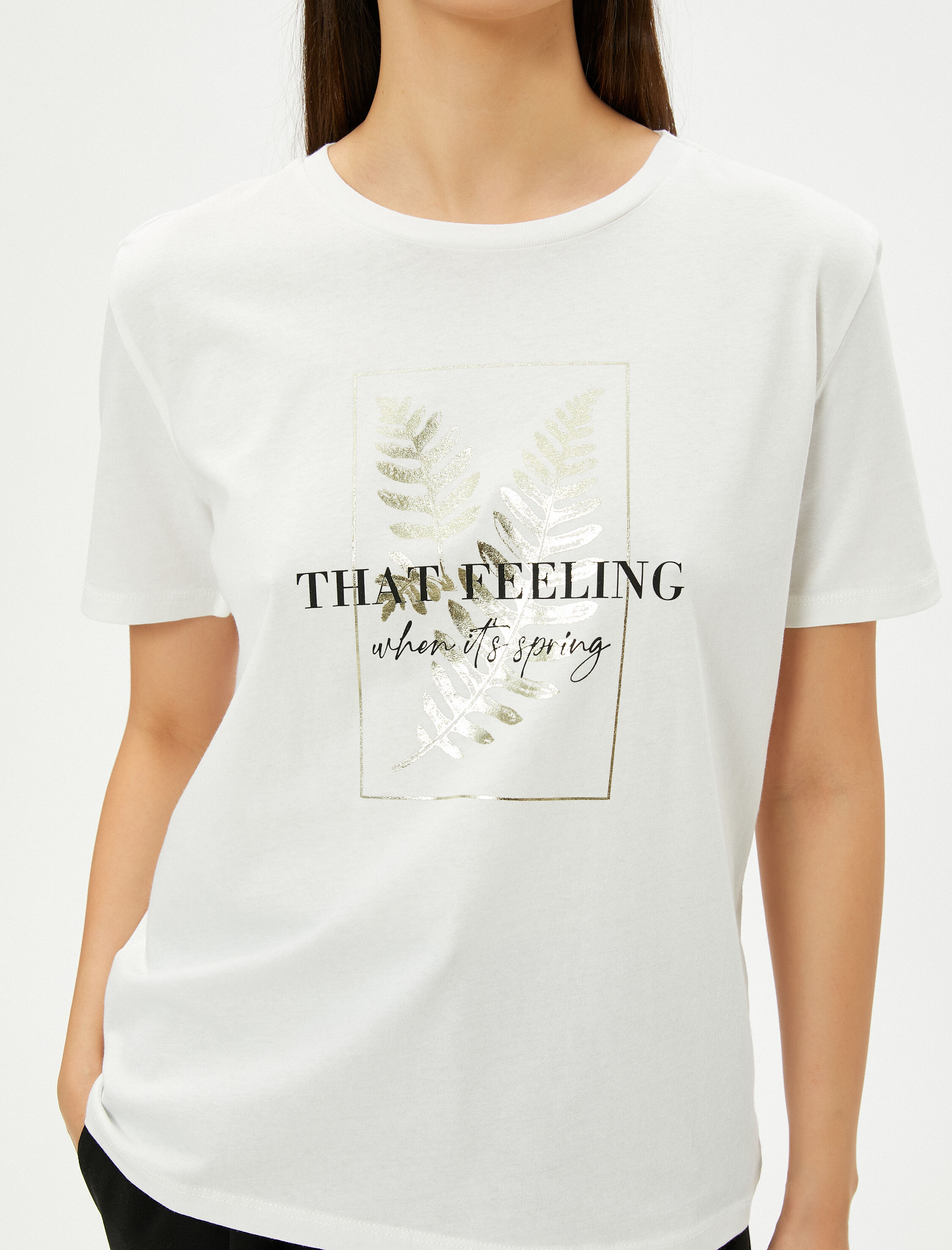   Baskılı Tişört Bisiklet Yaka Kısa Kollu