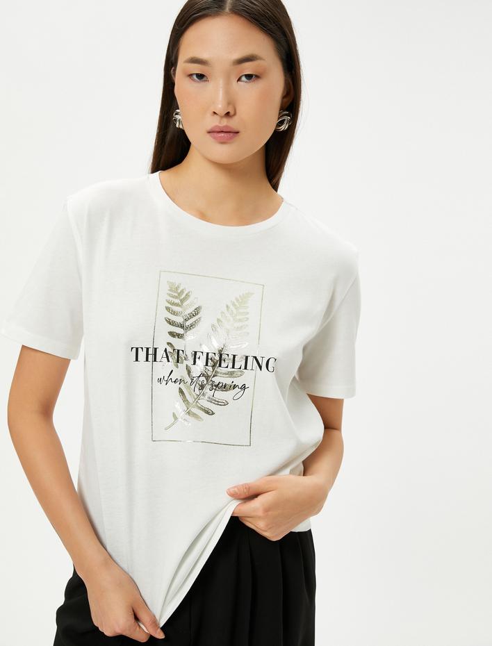  Baskılı Tişört Bisiklet Yaka Kısa Kollu