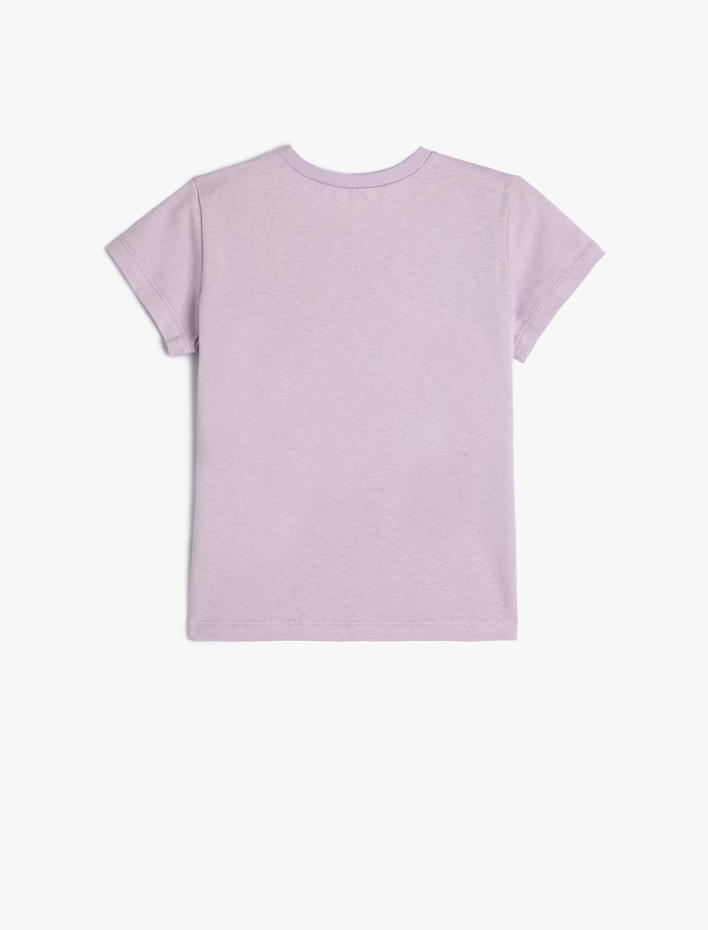 Kız Çocuk Tişört Yaz Temalı Baskılı Kısa Kollu Bisiklet Yaka Pamuklu