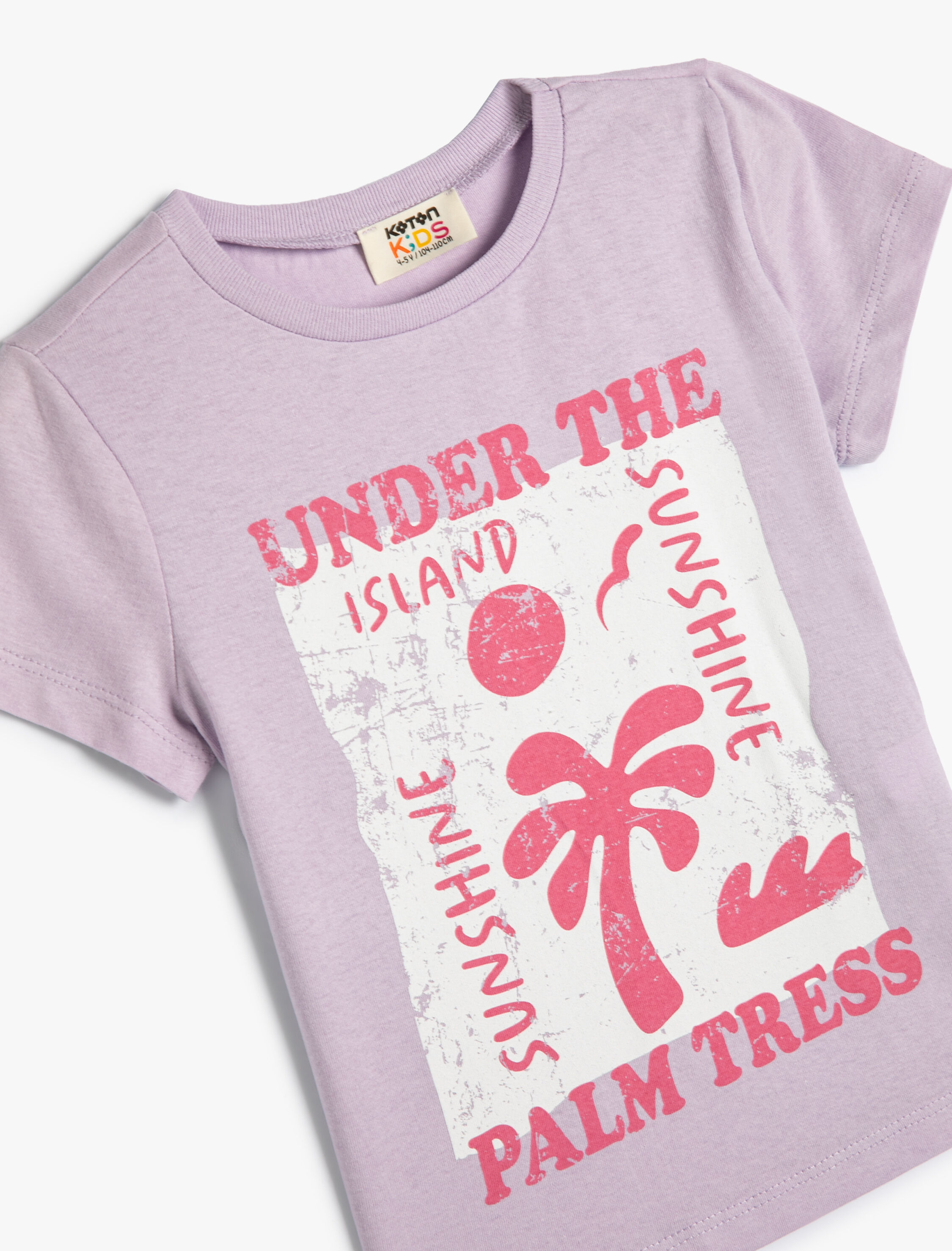  Kız Çocuk Tişört Yaz Temalı Baskılı Kısa Kollu Bisiklet Yaka Pamuklu