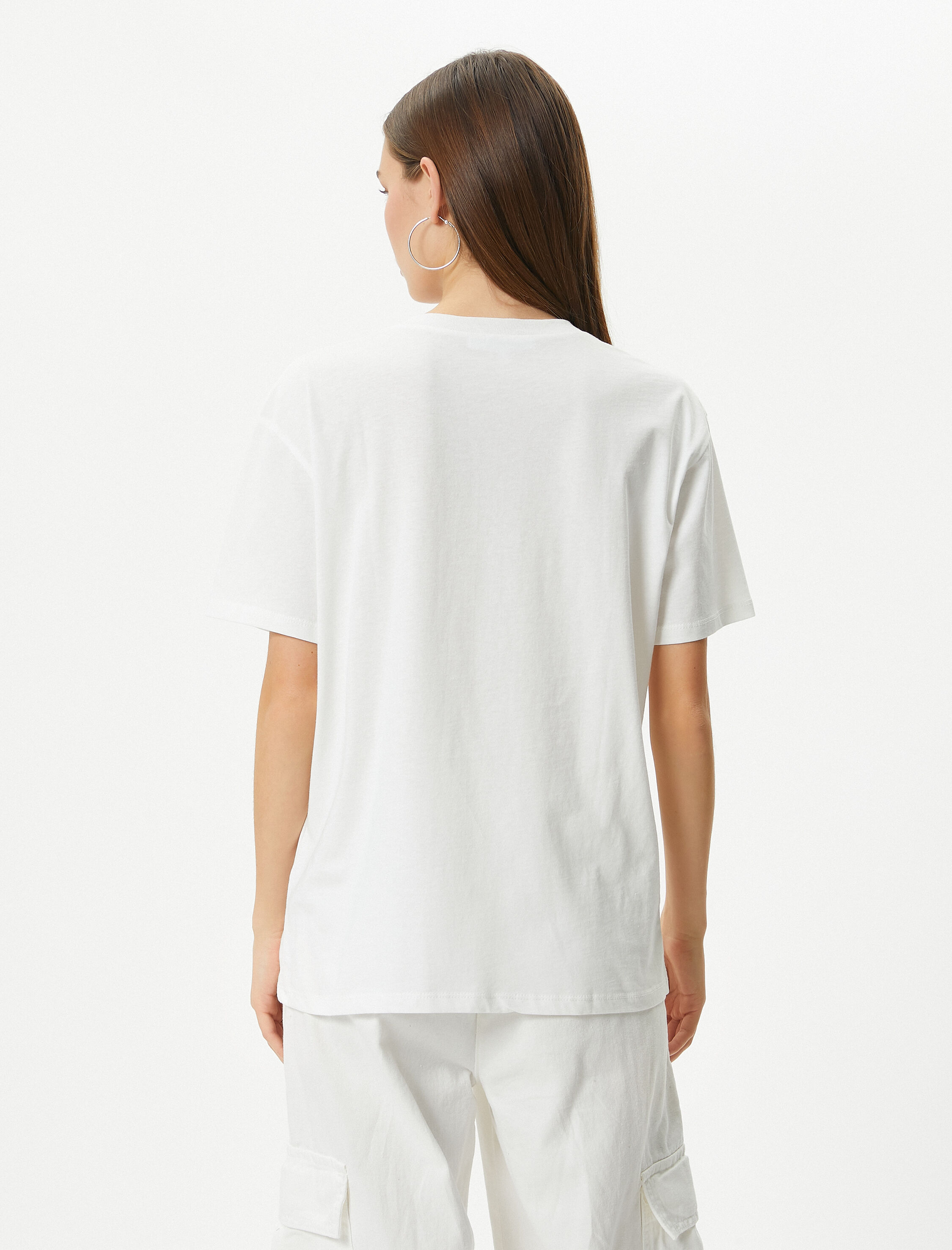   Kolej Tişört Baskılı Kısa Kollu Bisiklet Yaka Pamuklu