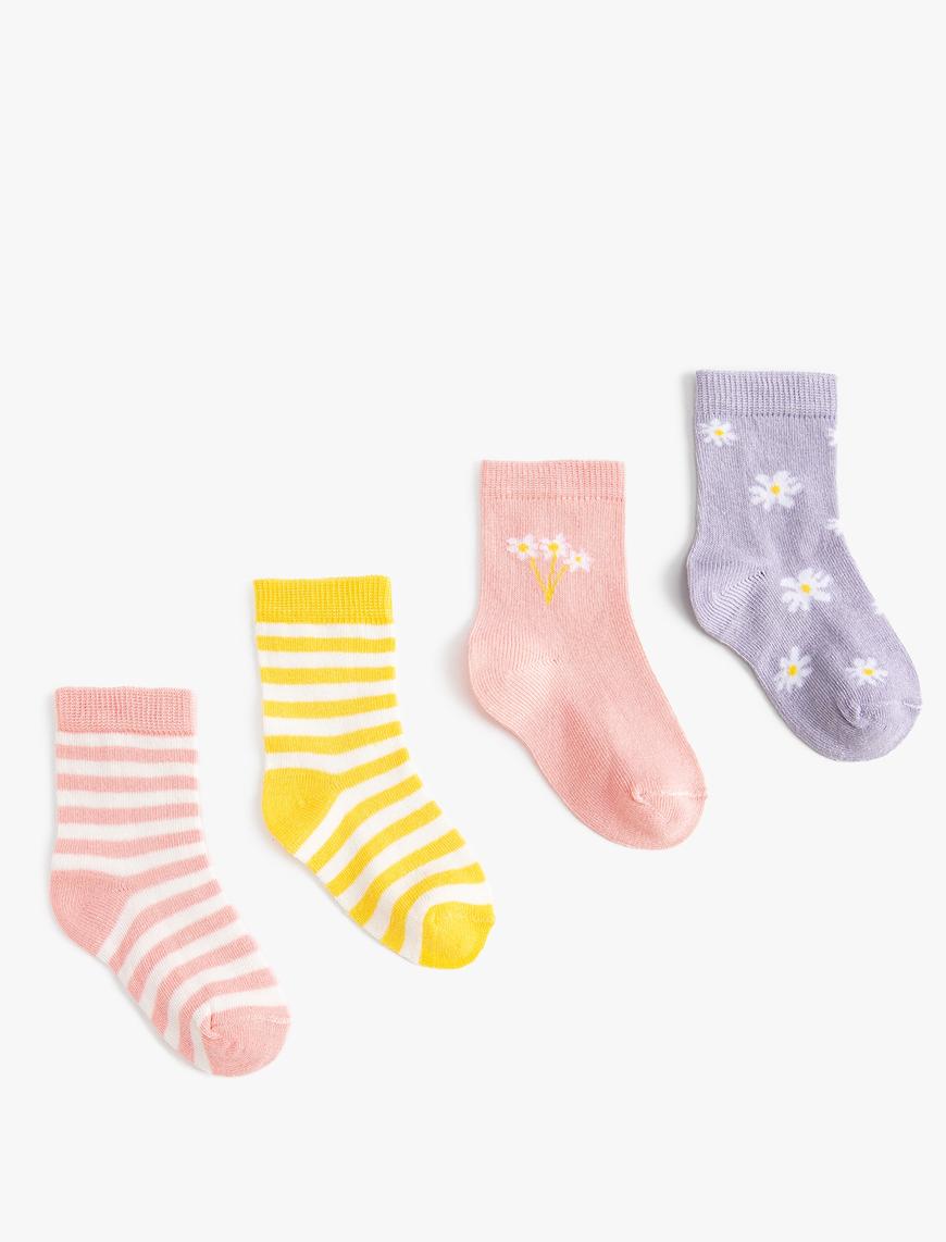  Kız Bebek 4'lü Renkli Çorap Seti