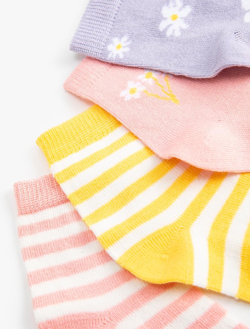  Kız Bebek 4'lü Renkli Çorap Seti