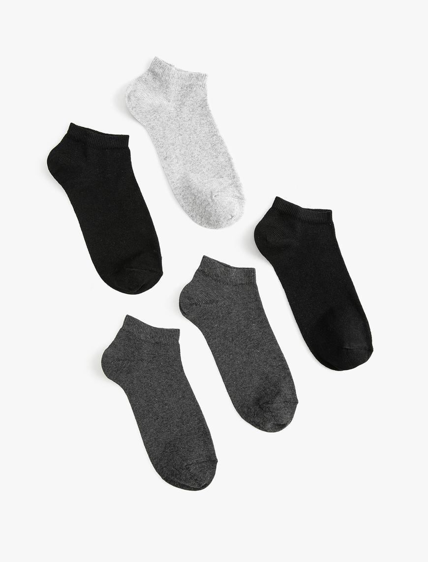  Kadın Basic 5'li Patik Çorap Seti Çok Renkli