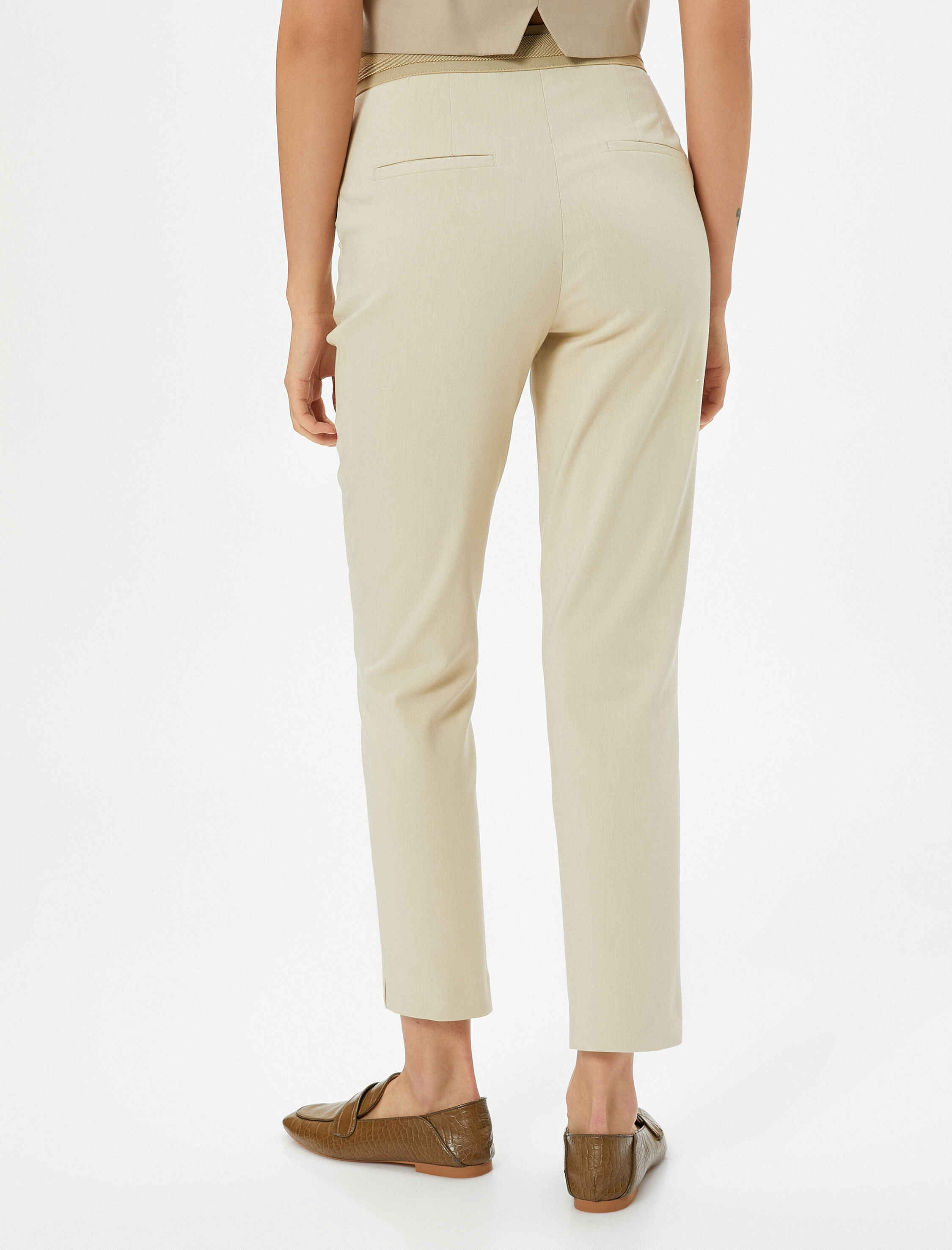   Kumaş Cigarette Pantolon Slim Fit Cep Detaylı Yüksek Bel