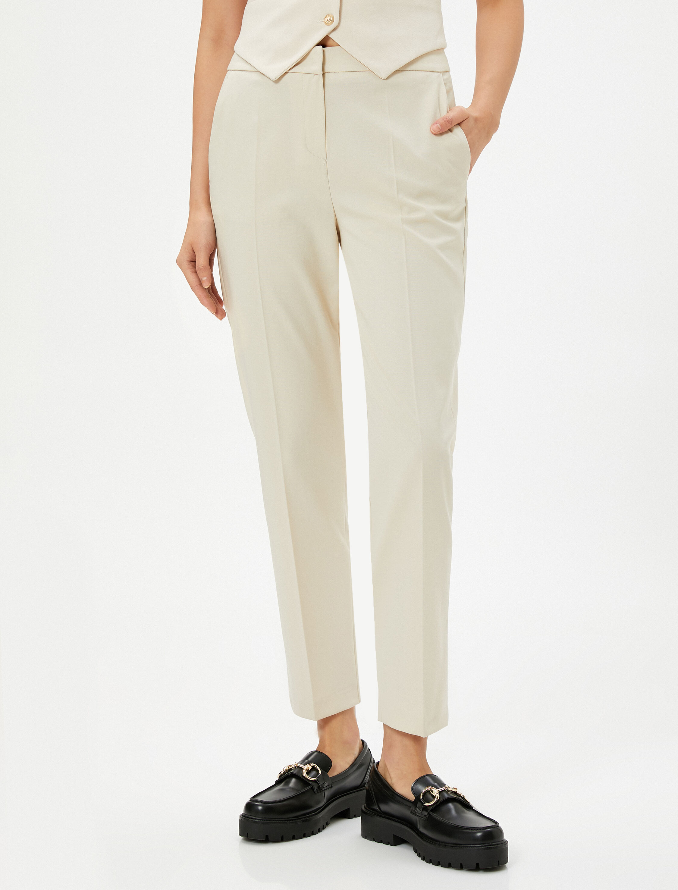   Cigarette Kumaş Pantolon Normal Bel Cepli