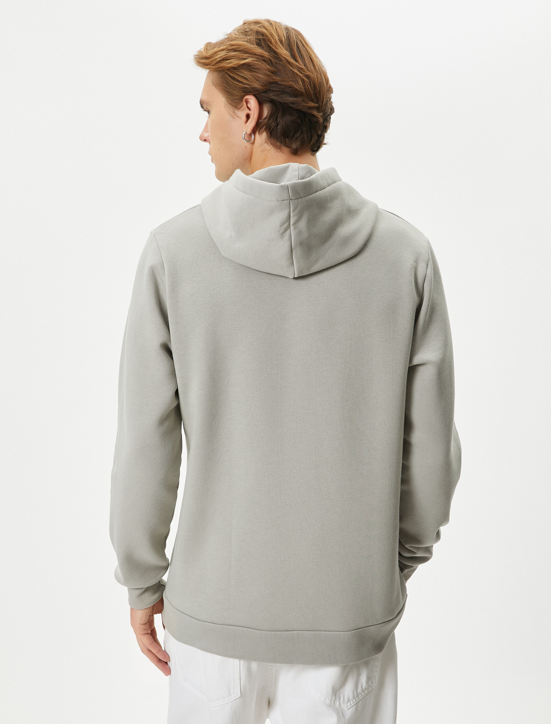   Canavar Baskılı Hoodie Rahat Kesim Uzun Kollu Ribanalı Şardonlu