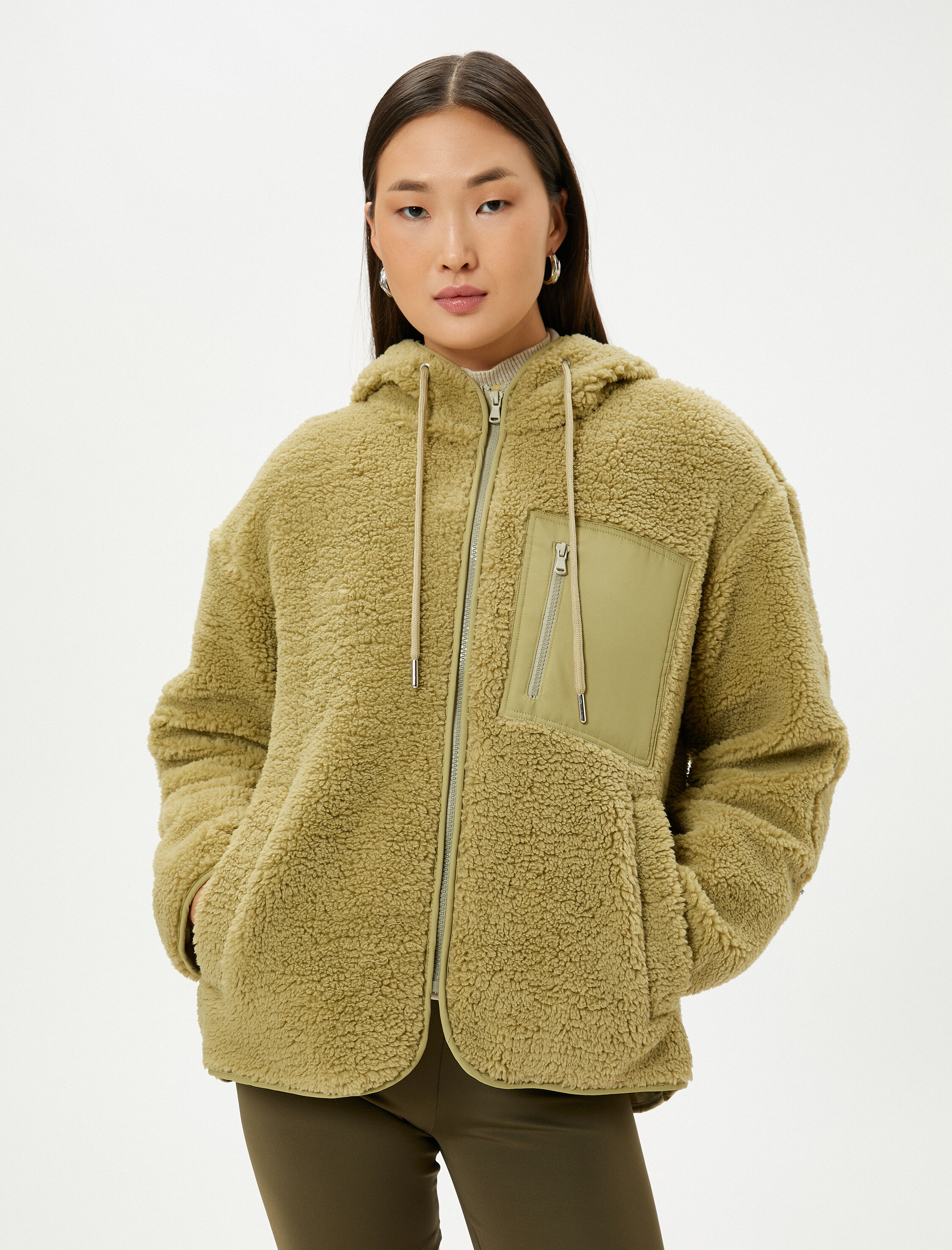 Polar Kayak Ceketi Kapüşonlu Fermuarlı Cep Detaylı