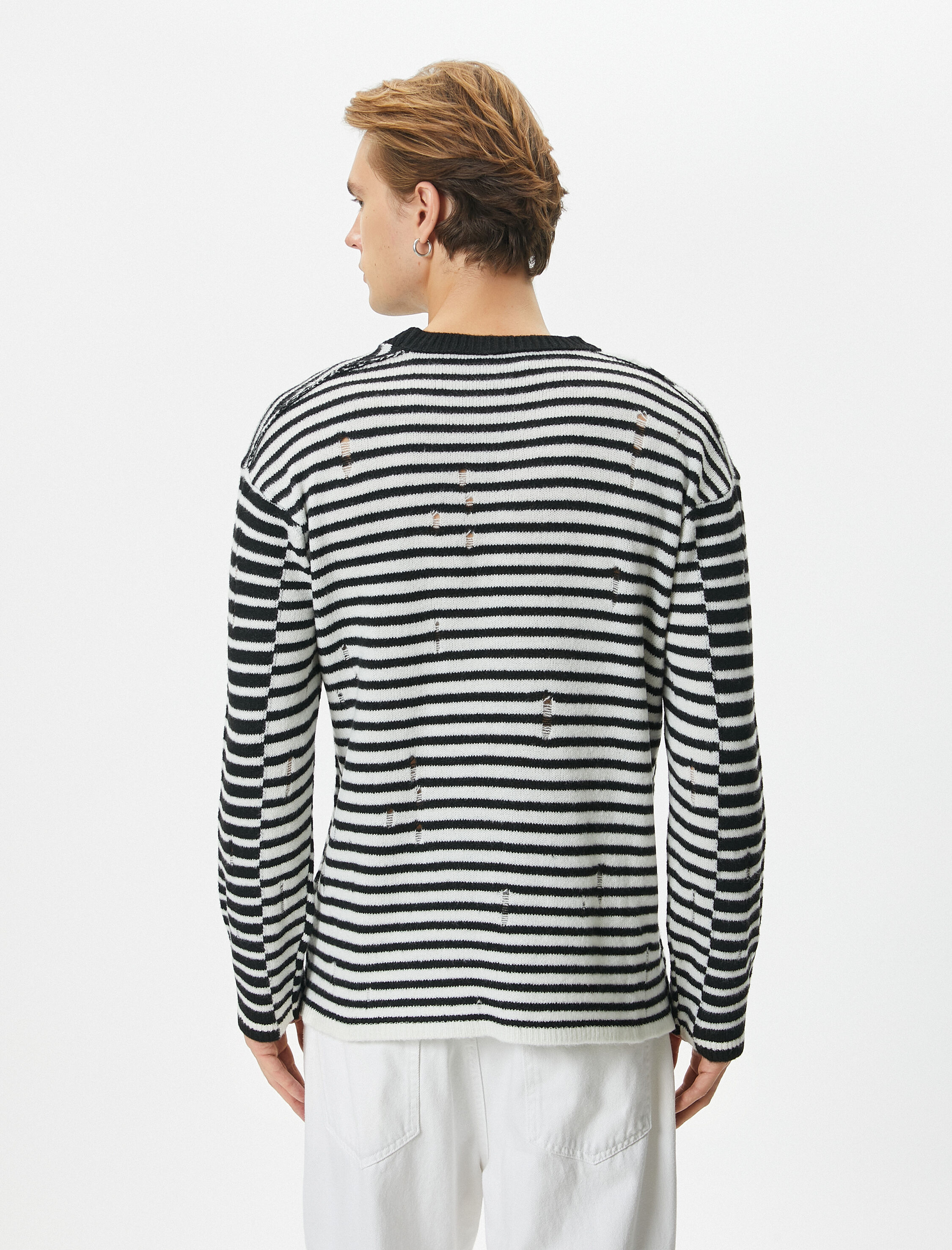   Yırtık Kazak Triko Bisiklet Yaka Uzun Kollu