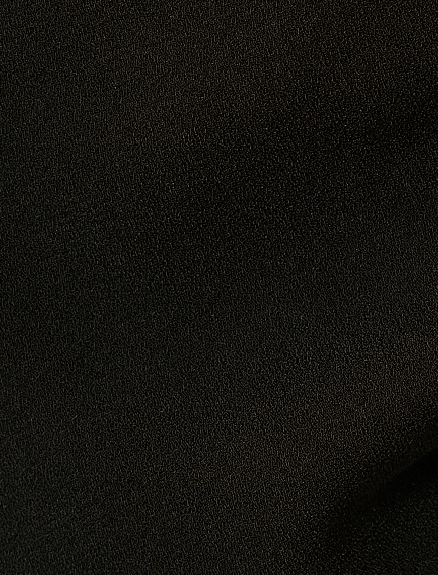   Taşlı Askılı Maksi Elbise Yırtmaçlı Düğme Detaylı Degaje Yaka Asimetrik Kesim