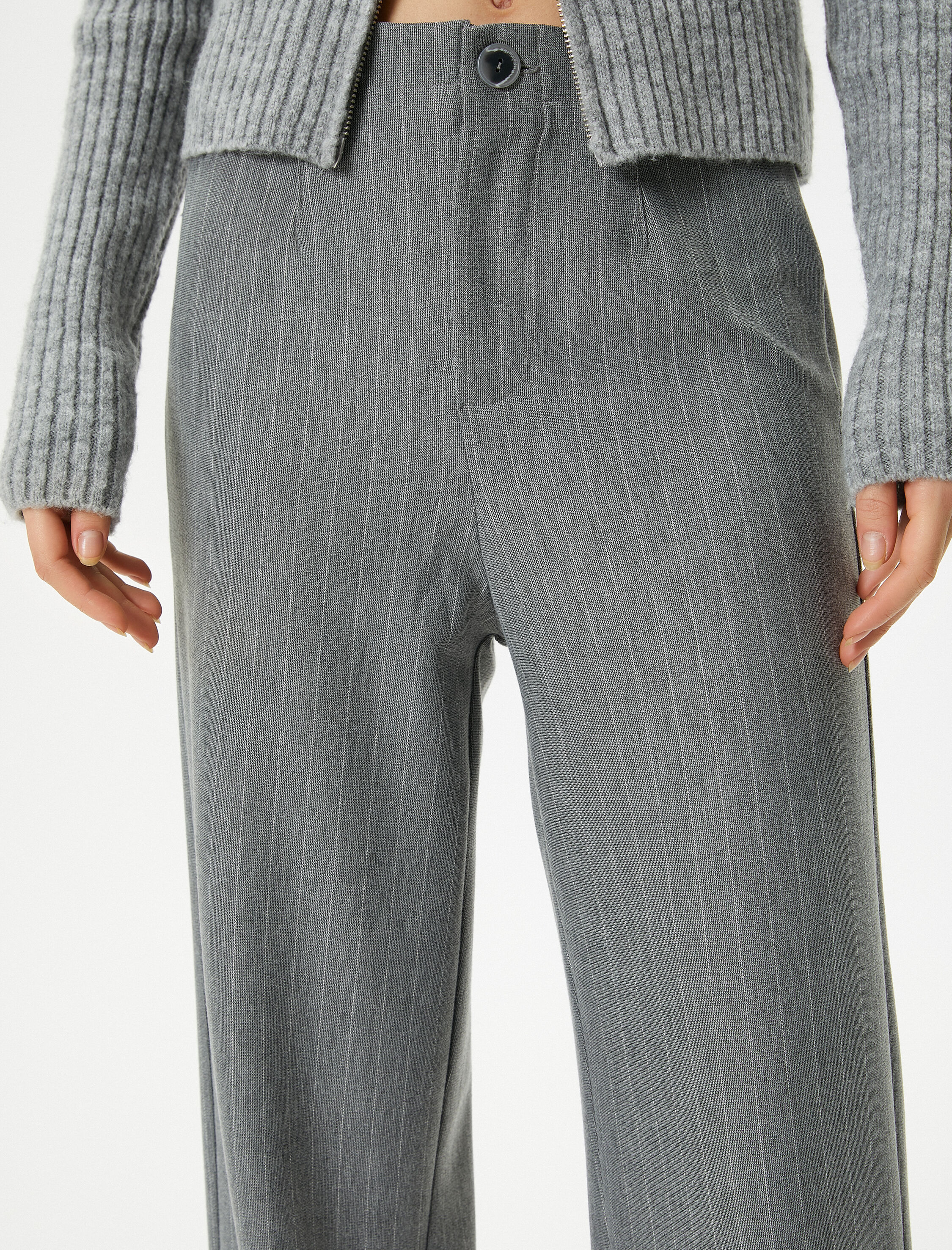   Geniş Paça Kumaş Pantolon Yüksek Bel Rahat Kalıp