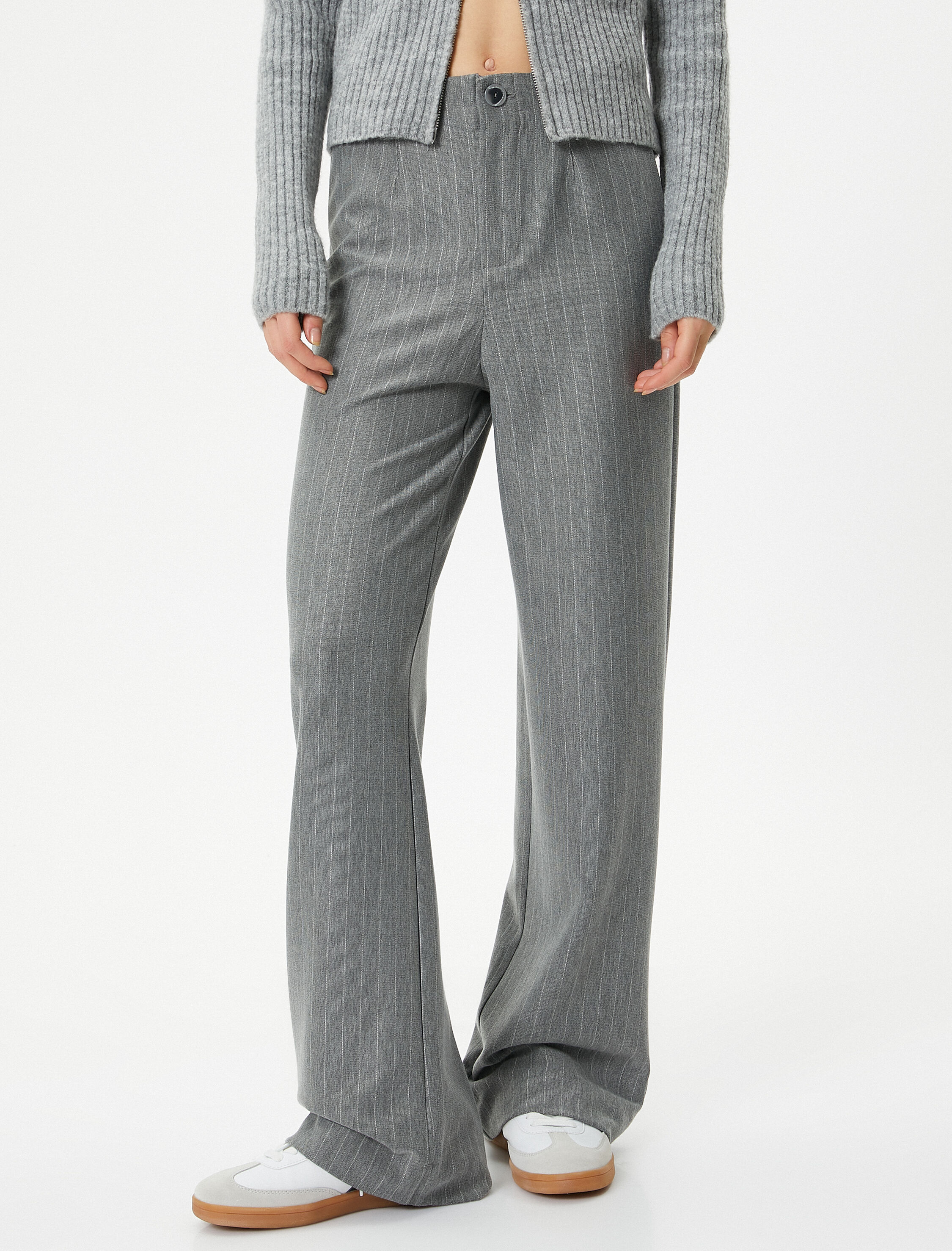   Geniş Paça Kumaş Pantolon Yüksek Bel Rahat Kalıp