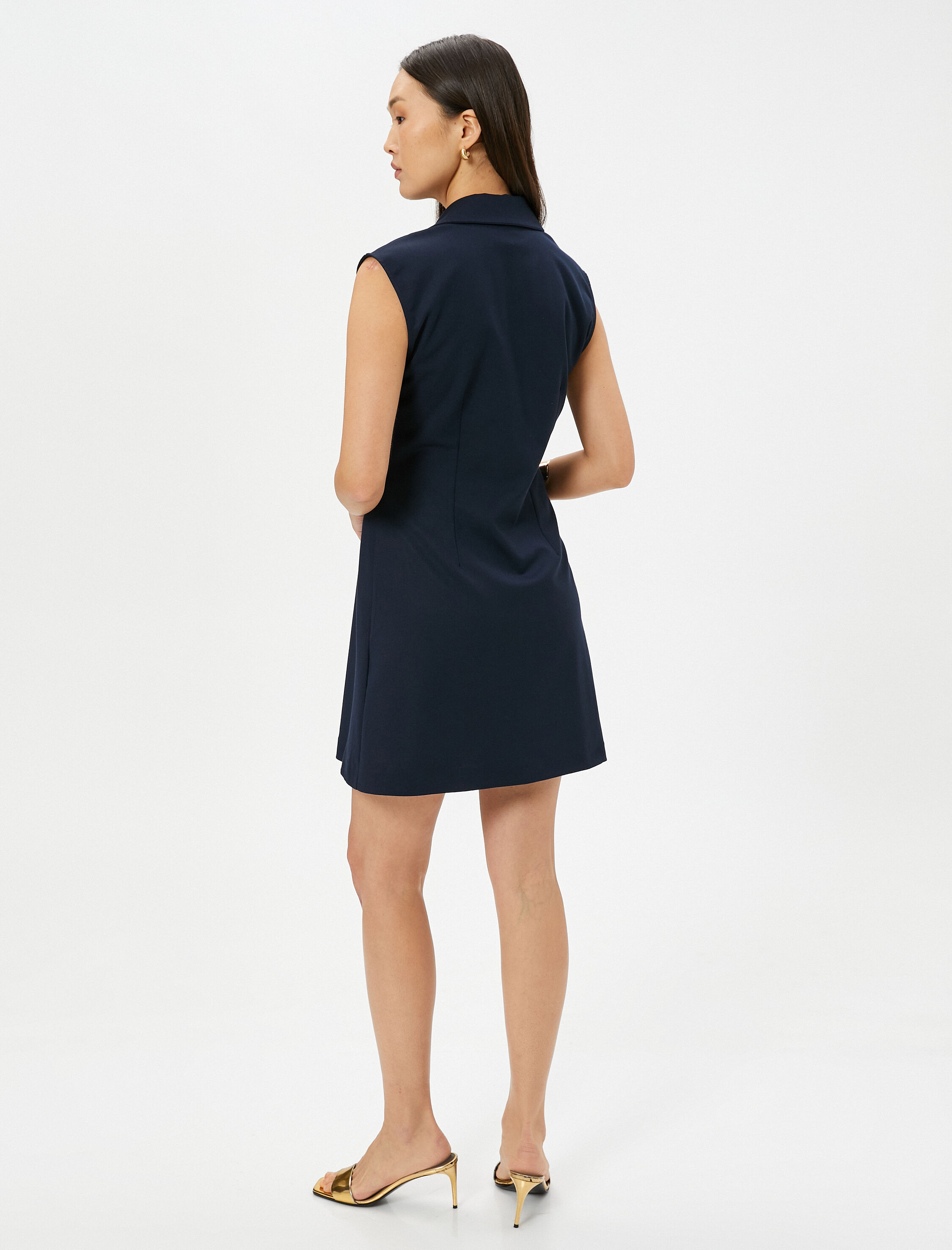   Mini Gömlek Elbise Düğmeli Manşet Yaka