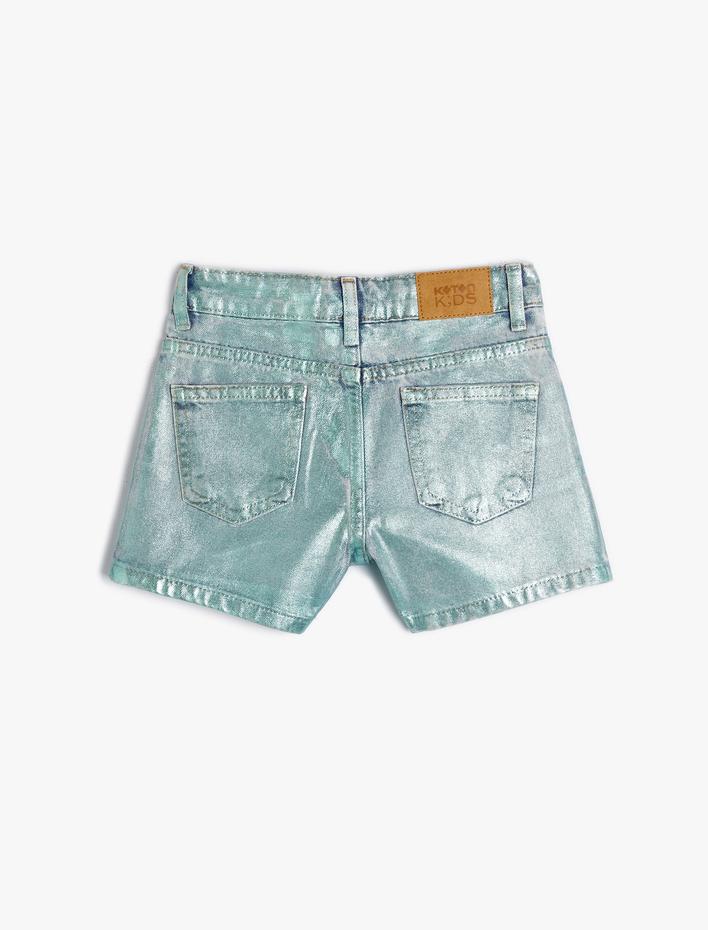 Kız Çocuk Mini Kot Şort Beli Lastikli Cepli Pamuklu