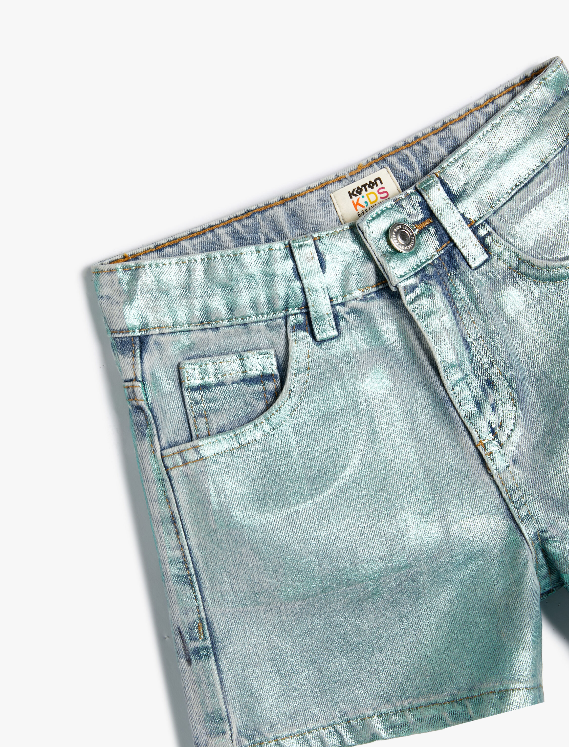  Kız Çocuk Mini Kot Şort Beli Lastikli Cepli Pamuklu