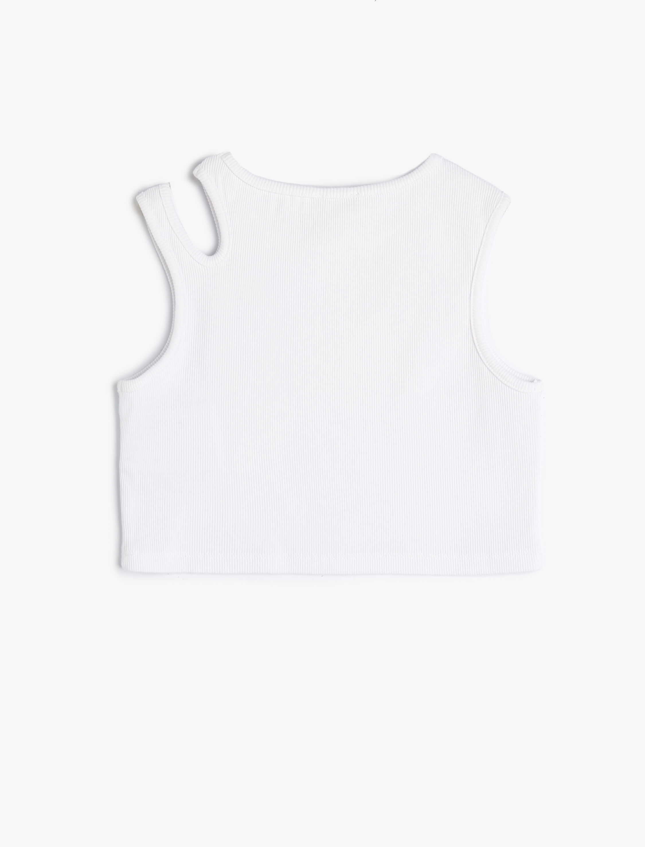  Kız Çocuk Crop Tişört Pencere Detaylı Pamuklu Ribanalı