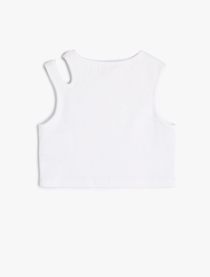 Kız Çocuk Crop Tişört Pencere Detaylı Pamuklu Ribanalı