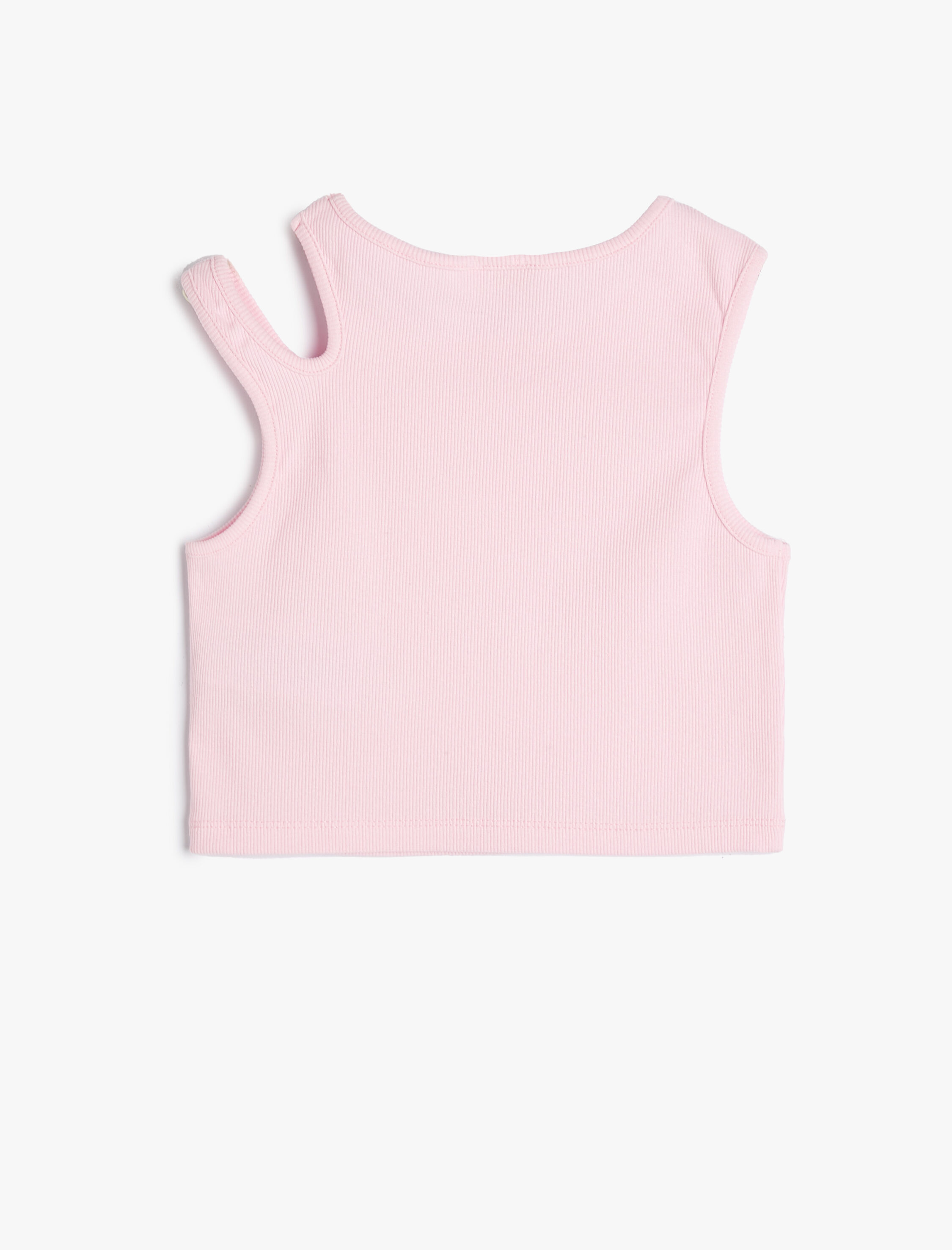  Kız Çocuk Crop Tişört Pencere Detaylı Pamuklu Ribanalı