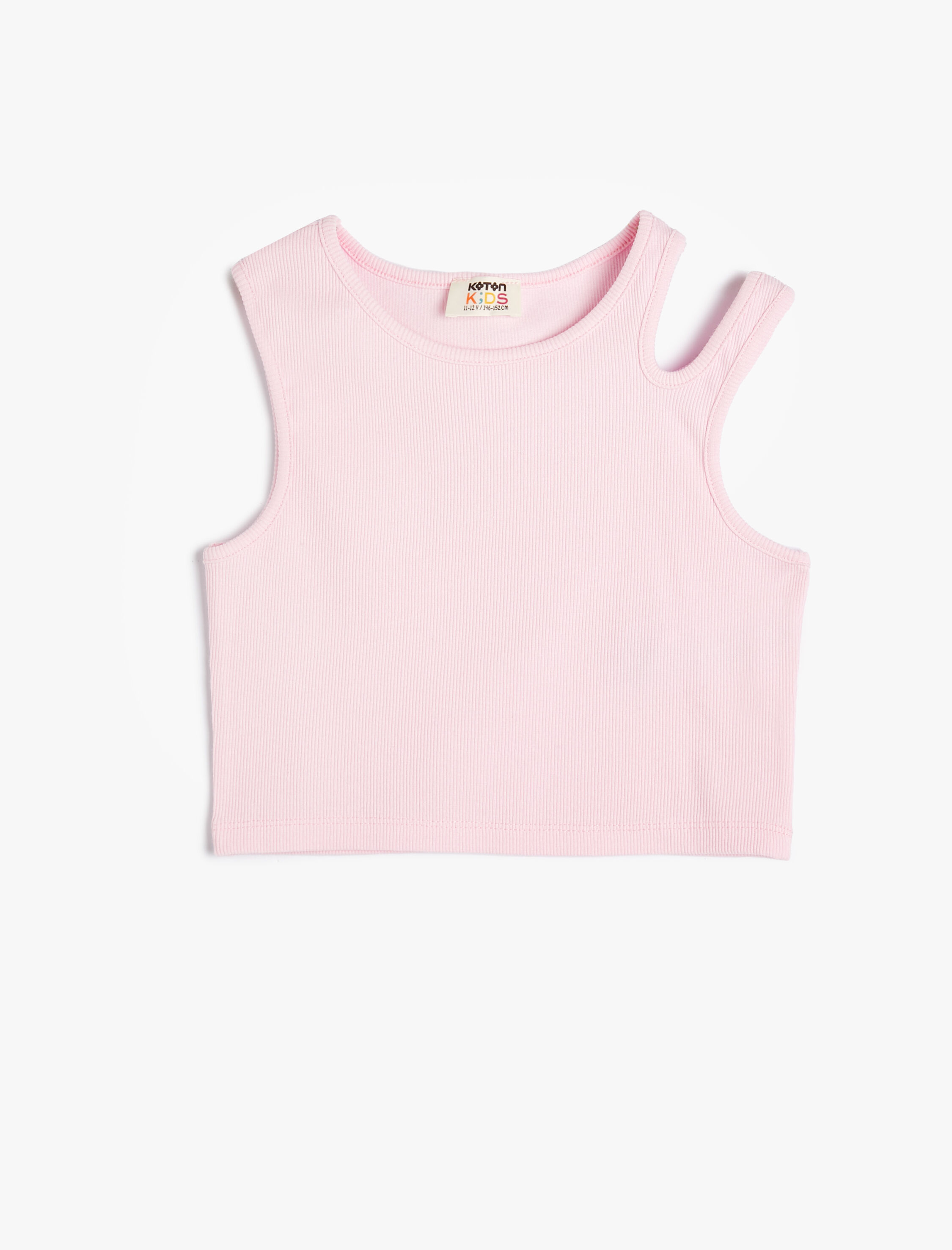 Koton Crop Tişört Pencere Detaylı Pamuklu Ribanalı -1
