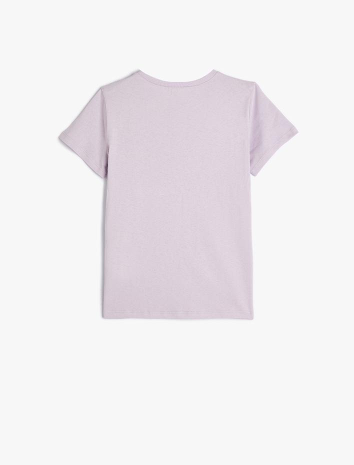 Kız Çocuk Slogan Baskılı Kısa Kollu Tişört Bisiklet Yaka Pamuklu