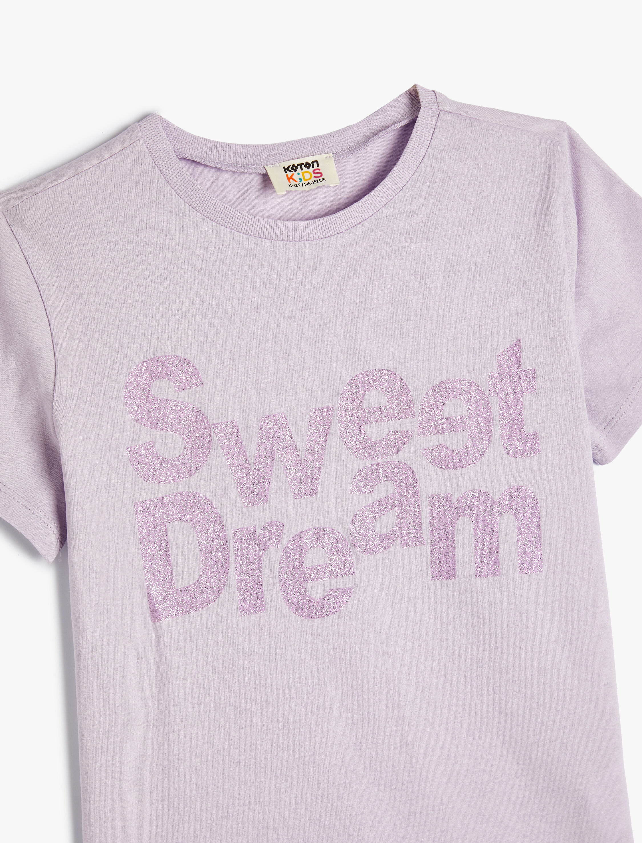  Kız Çocuk Slogan Baskılı Kısa Kollu Tişört Bisiklet Yaka Pamuklu