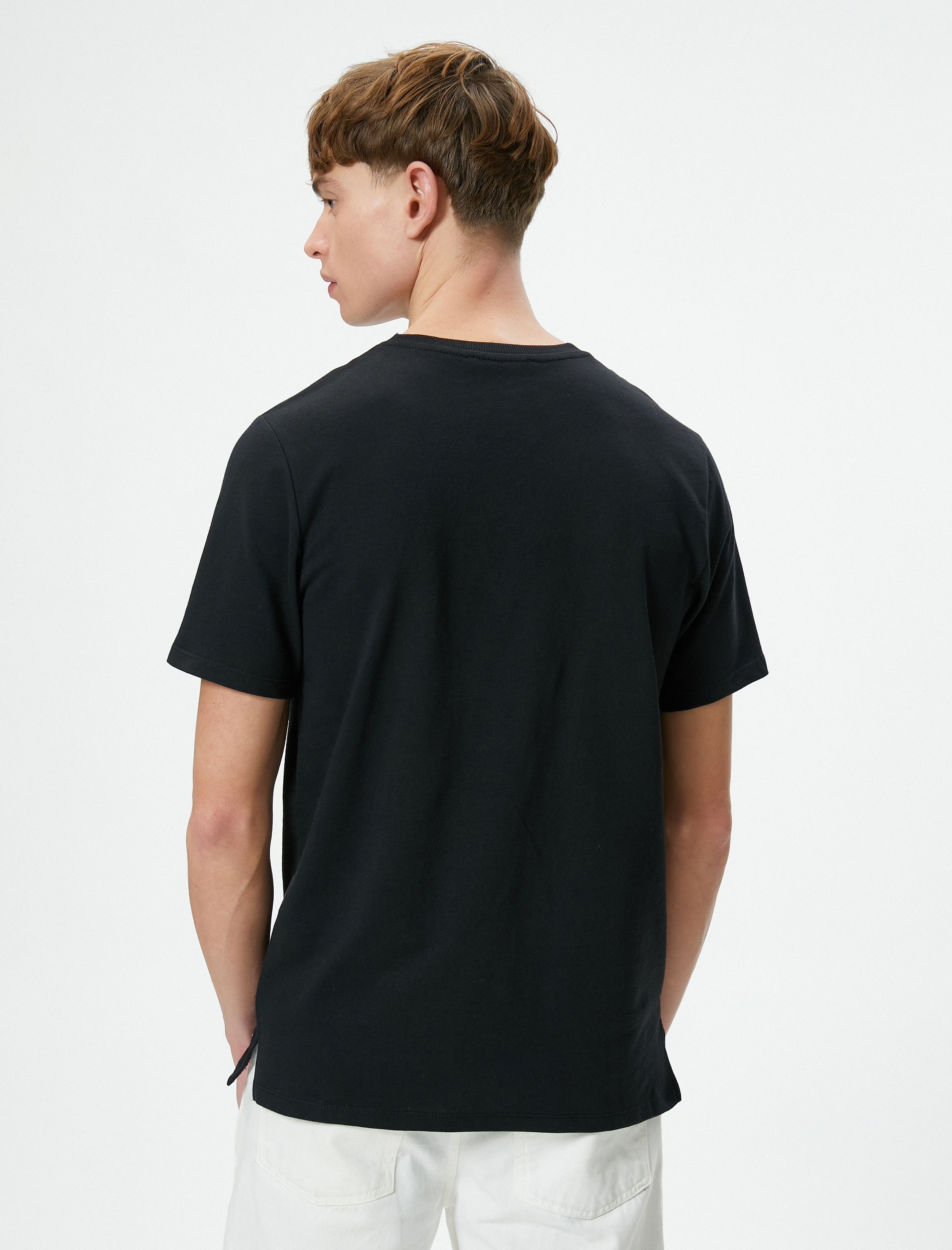   Basic Tişört Bisiklet Yaka Kısa Kollu Pamuklu