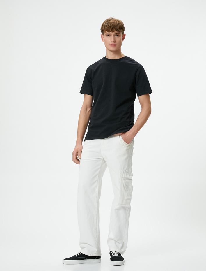  Basic Tişört Bisiklet Yaka Kısa Kollu Pamuklu