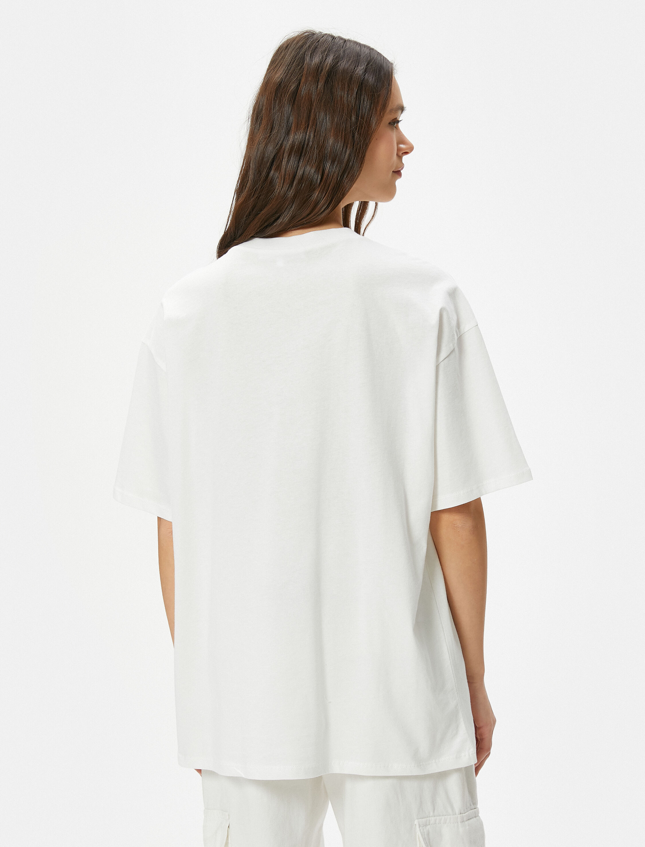   Baskılı  Tişört Kısa Kollu Bisiklet Yaka Rahat Kalıp Pamuklu