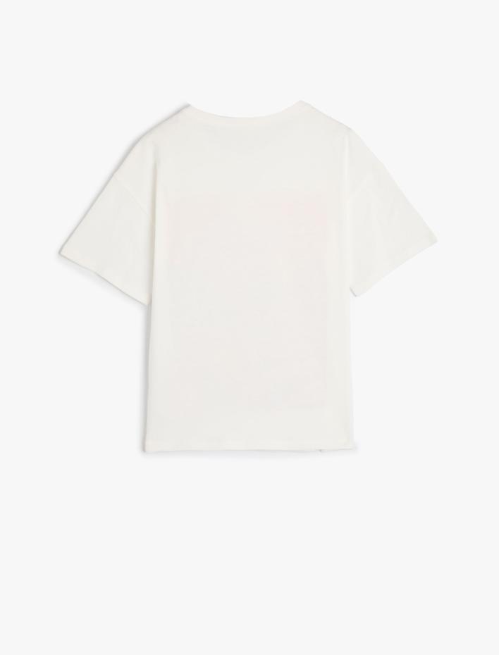 Kız Çocuk Tişört Çiçek Baskılı Kısa Kollu Pamuklu