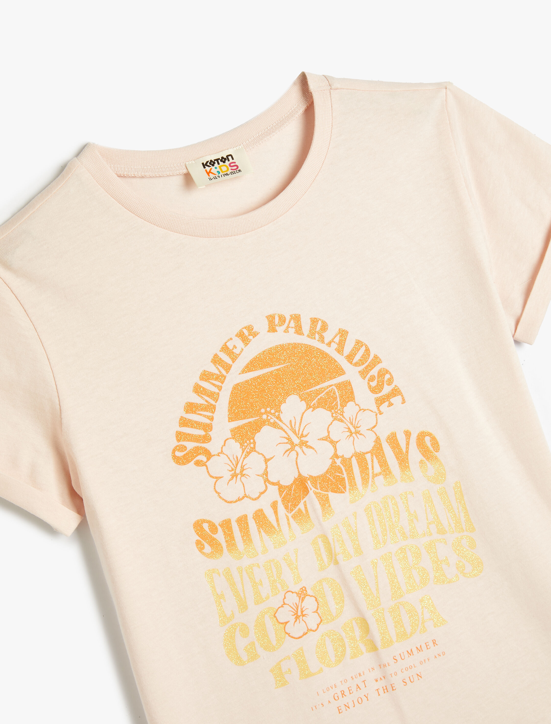  Kız Çocuk Tişört Yaz Temalı Kısa Kollu Pamuklu