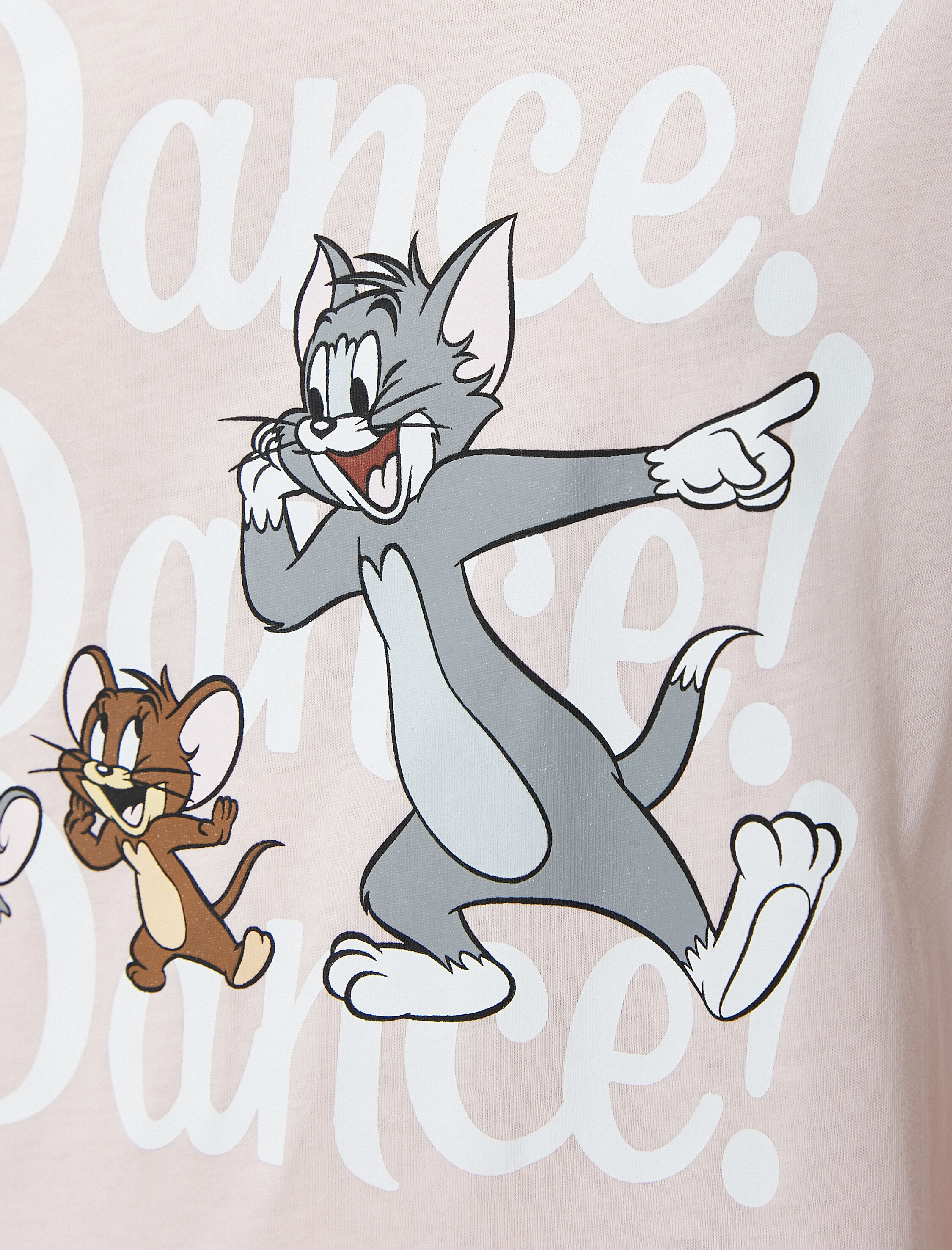 Tom ve Jerry Baskılı Gecelik Lisanslı Kısa Kollu Bisiklet Yaka Pamuklu