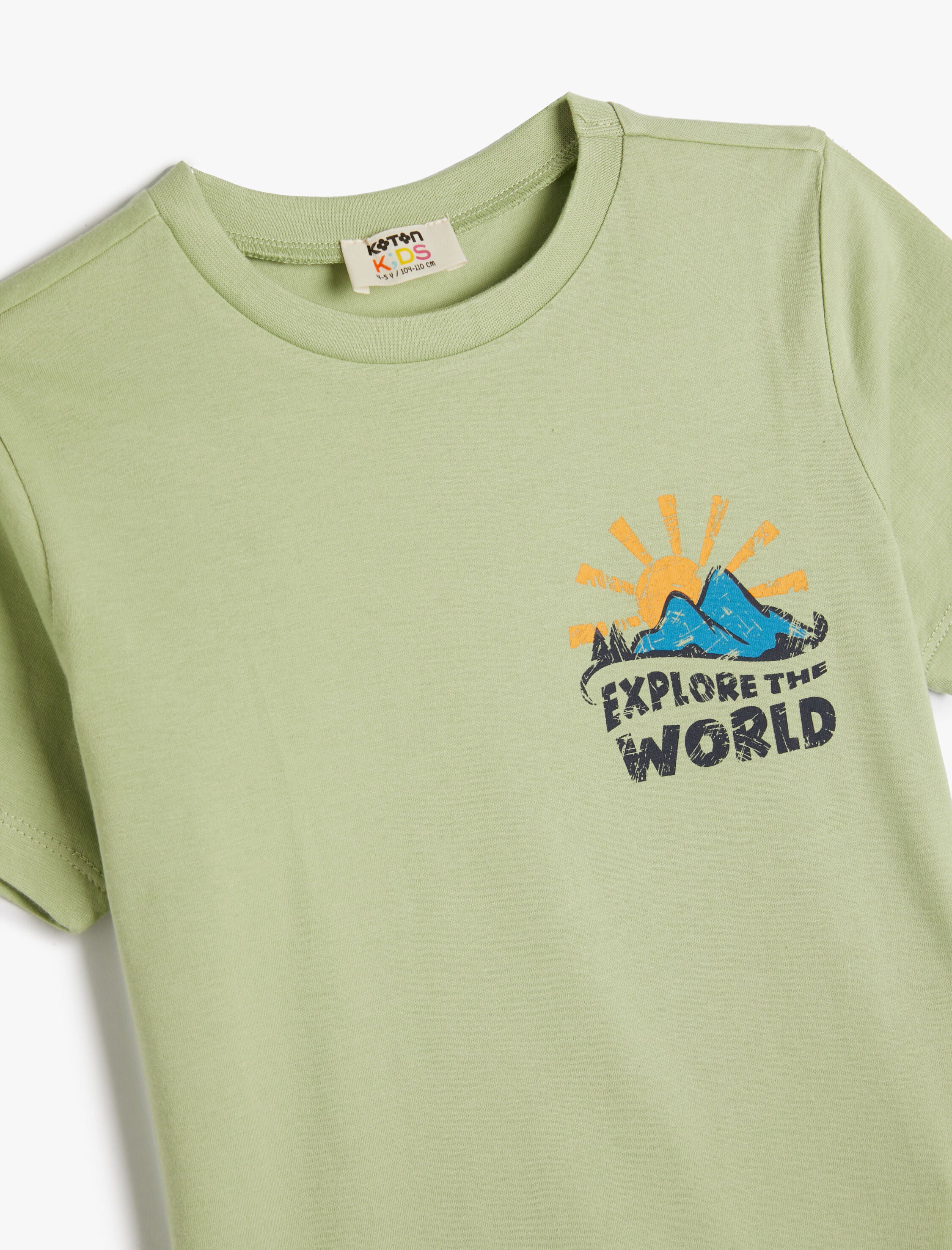  Erkek Çocuk Tişört Slogan Baskılı Kısa Kollu Bisiklet Yaka Pamuklu