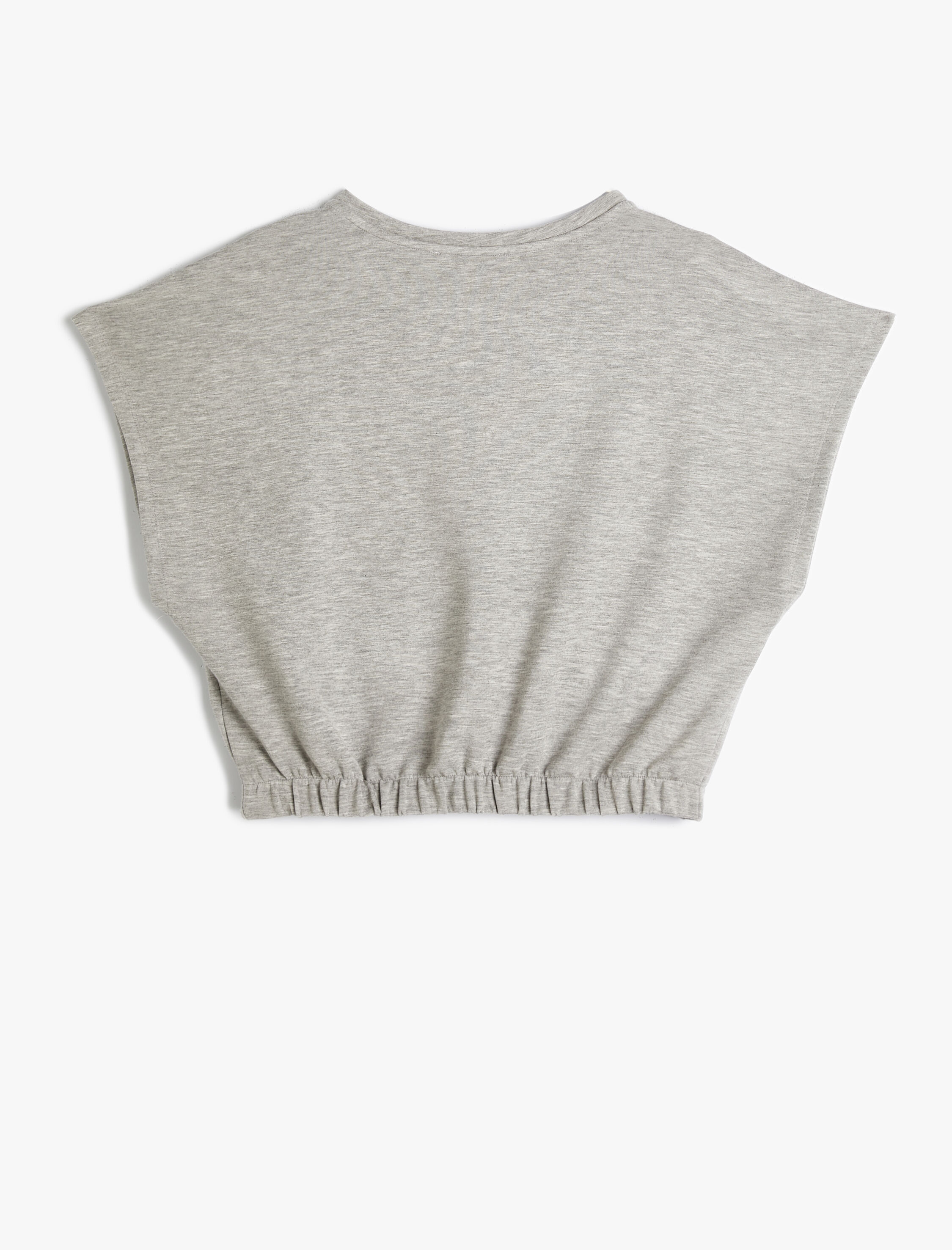   Crop Tişört Kısa Kollu Beli Lastikli Bisiklet Yaka