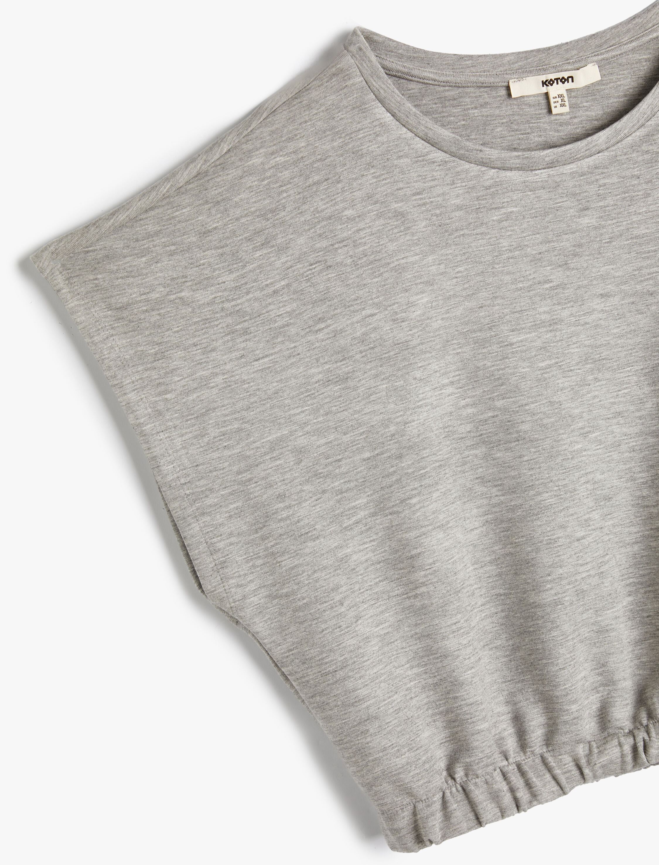   Crop Tişört Kısa Kollu Beli Lastikli Bisiklet Yaka