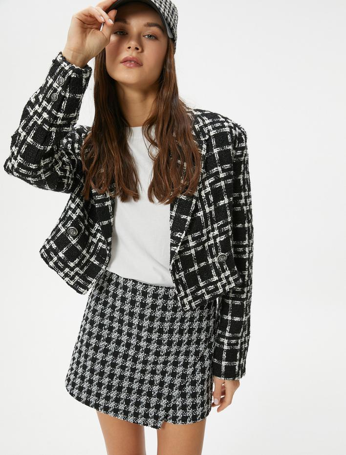  Tüvit Şort Etek Kruvaze Mini Boy Standart Bel