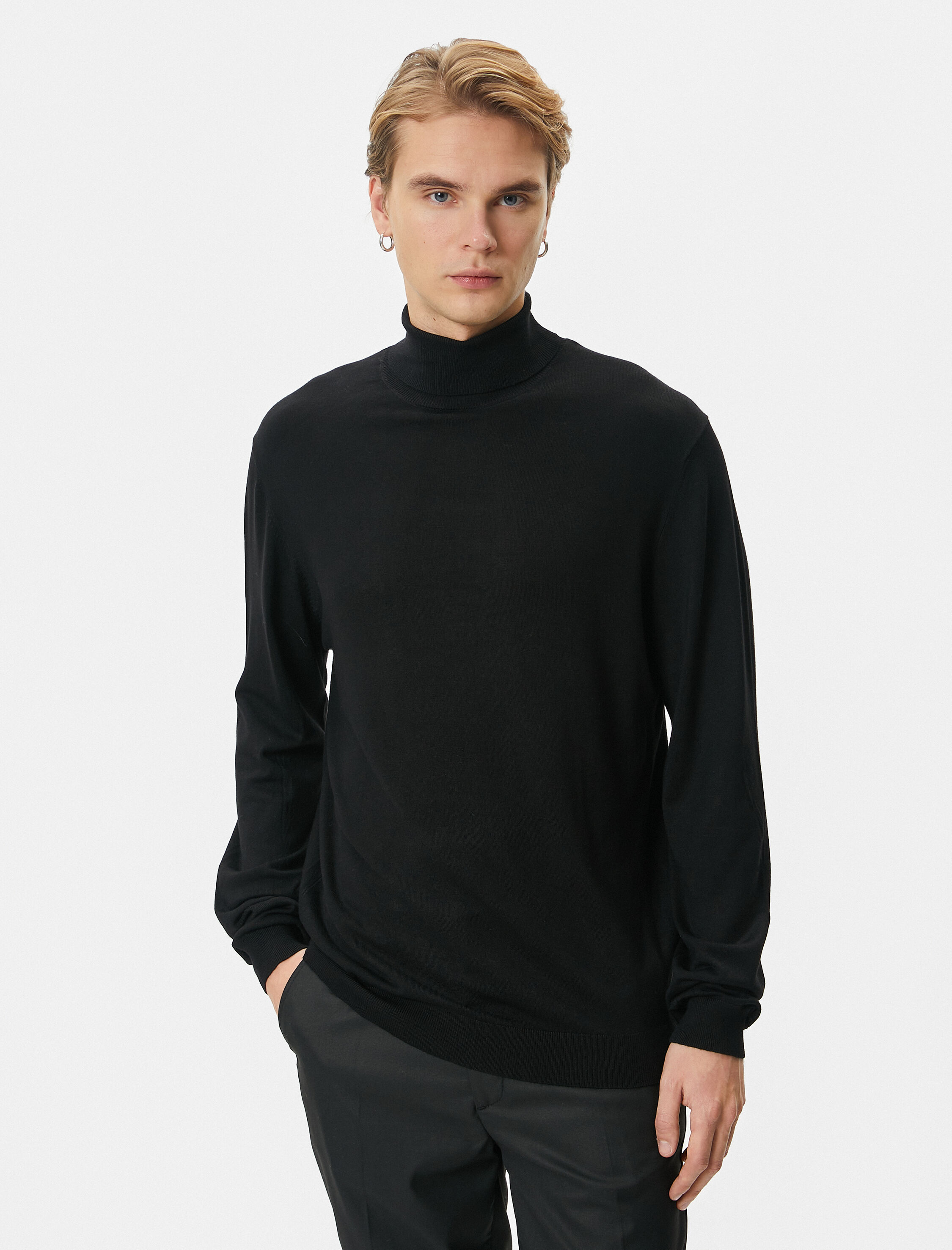   Balıkçı Yaka Kazak Triko Basic Uzun Kollu Viskon Karışımlı