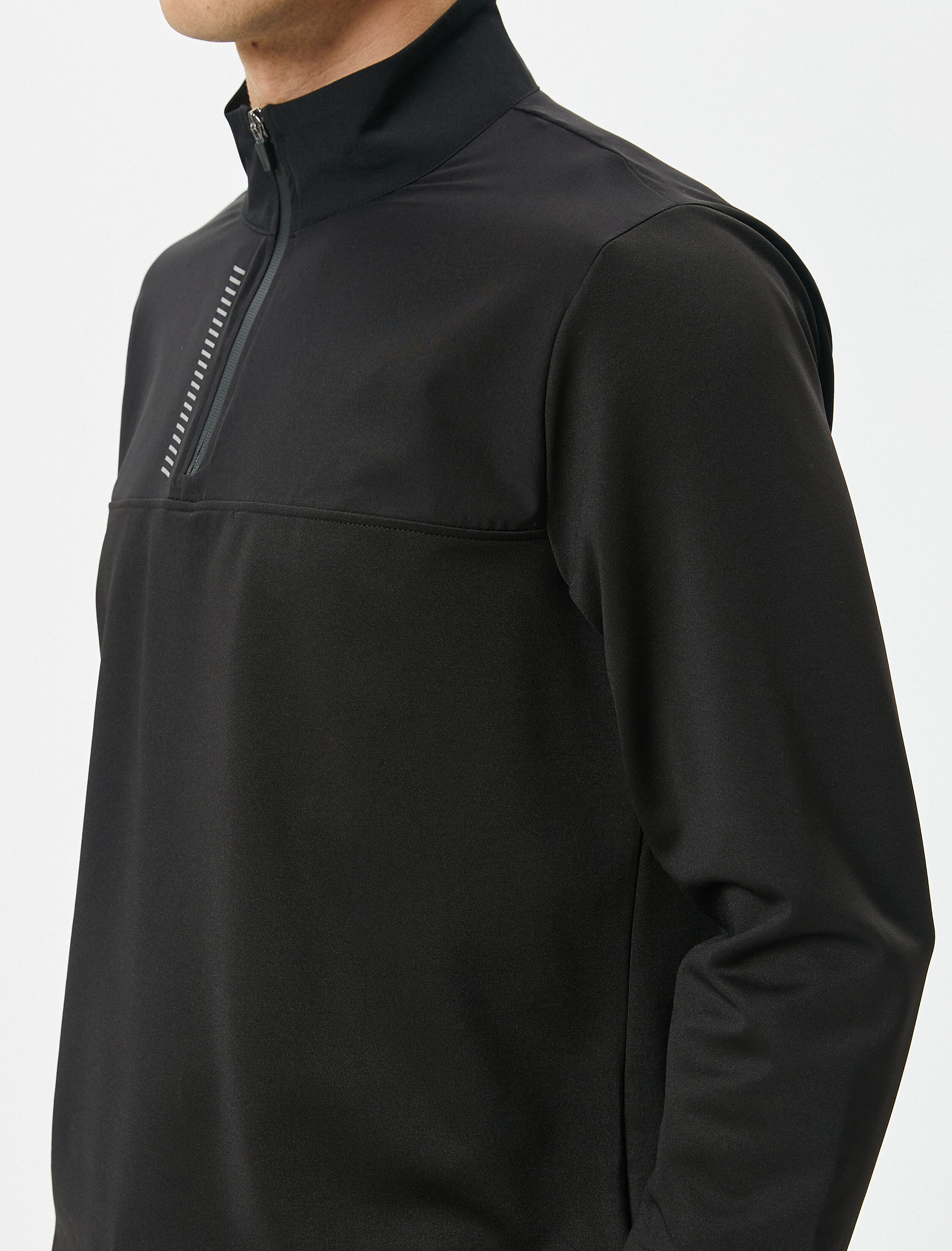   Spor Sweatshirt Yarım Fermuarlı Dik Yaka Baskılı