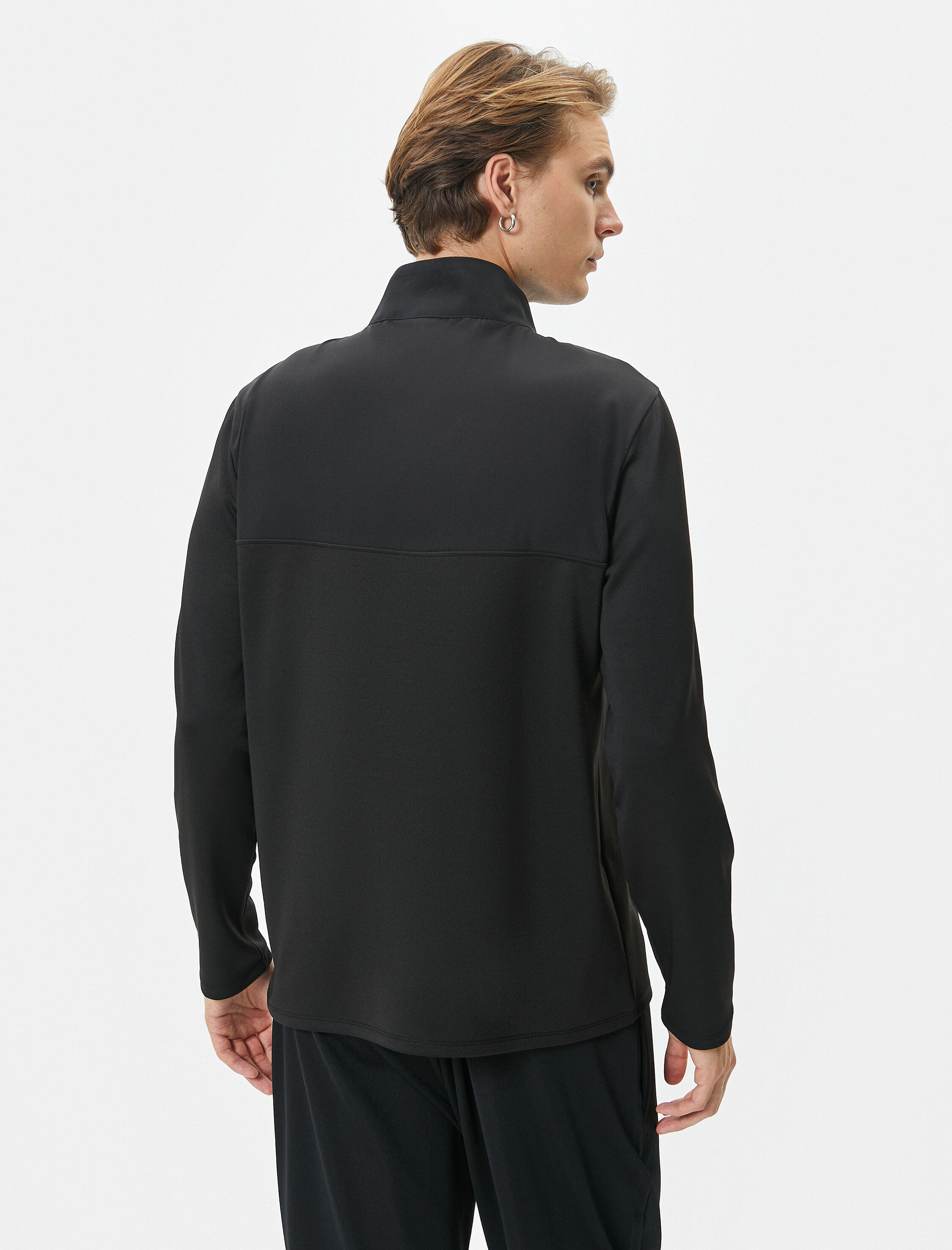   Spor Sweatshirt Yarım Fermuarlı Dik Yaka Baskılı