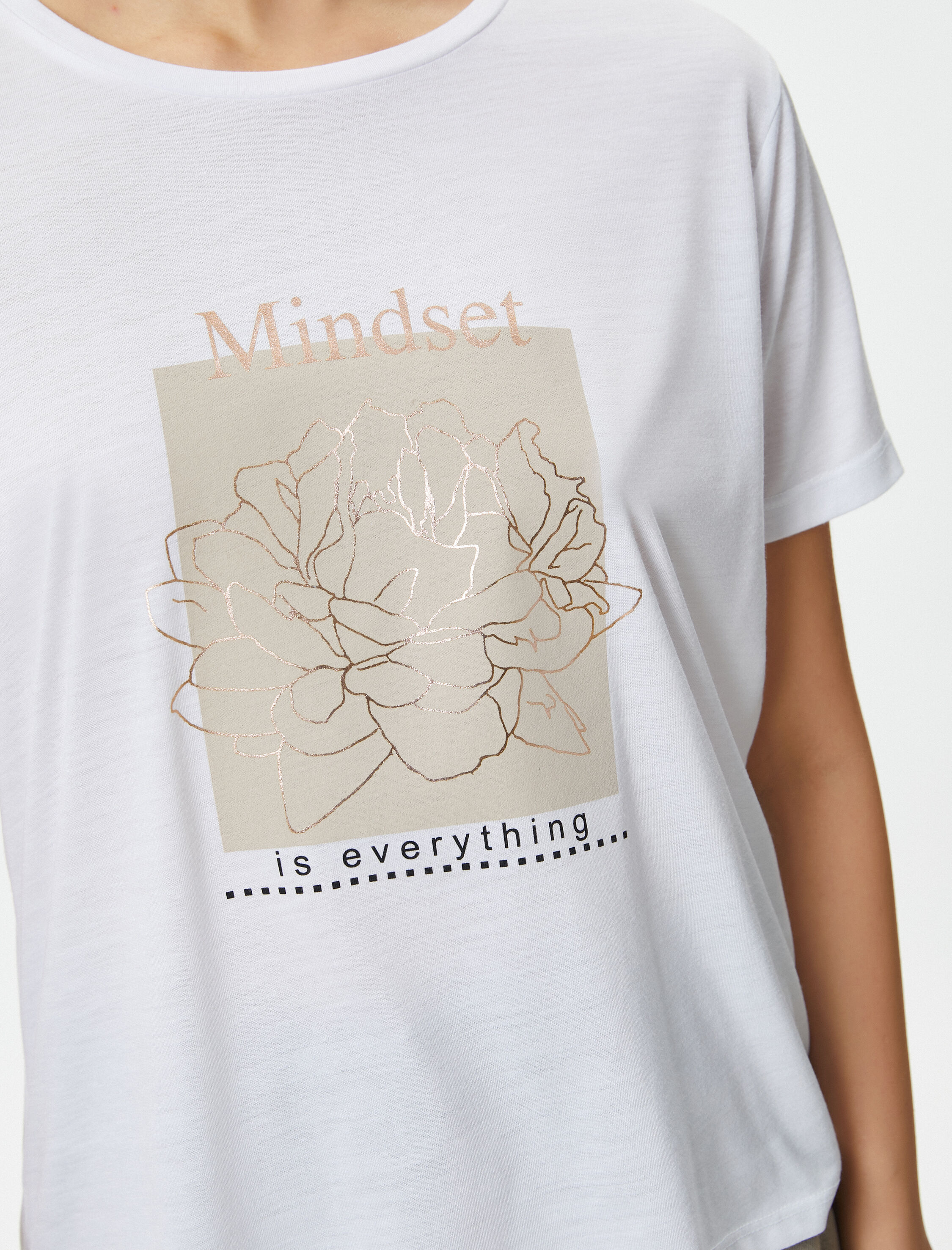   Baskılı Tişört Kısa Kollu Bisiklet Yaka Viskon Karışımlı