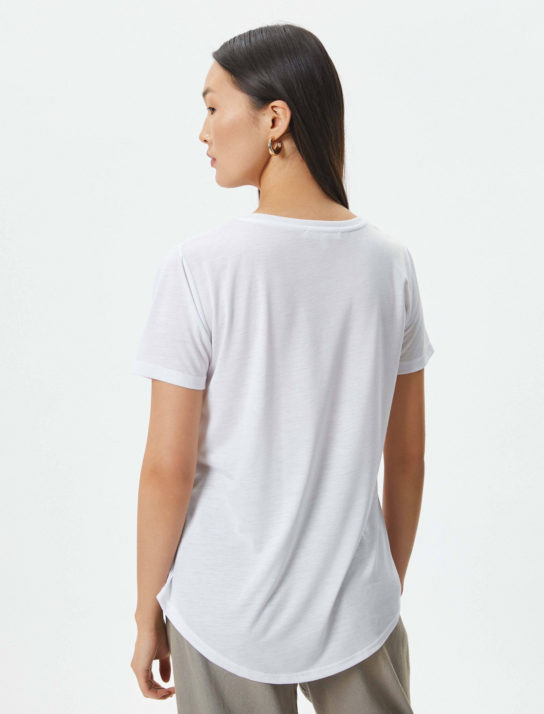   Baskılı Tişört Kısa Kollu Bisiklet Yaka Viskon Karışımlı